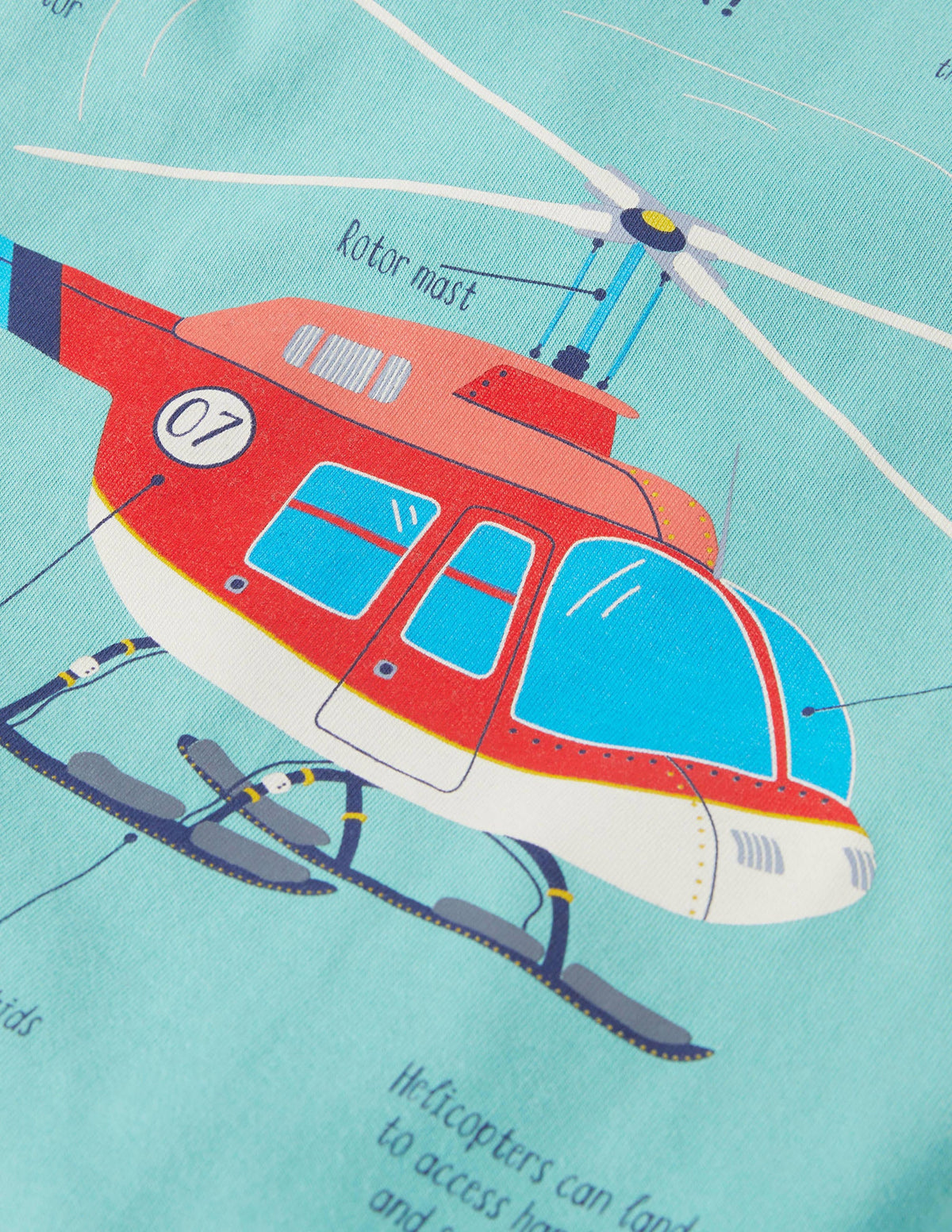 Printed Logo Ringer T-shirt-Coastal Shade Blue Helicopter - Image 3