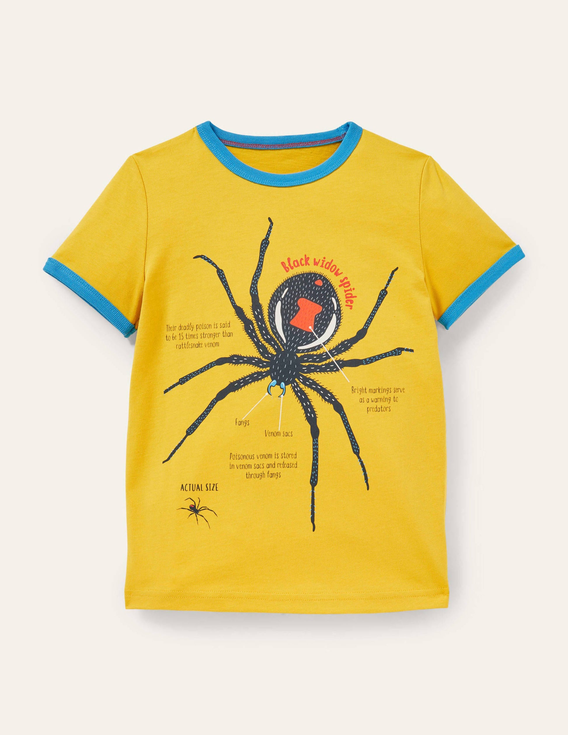 Printed Logo Ringer T-shirt-Daffodil Yellow Spider-1