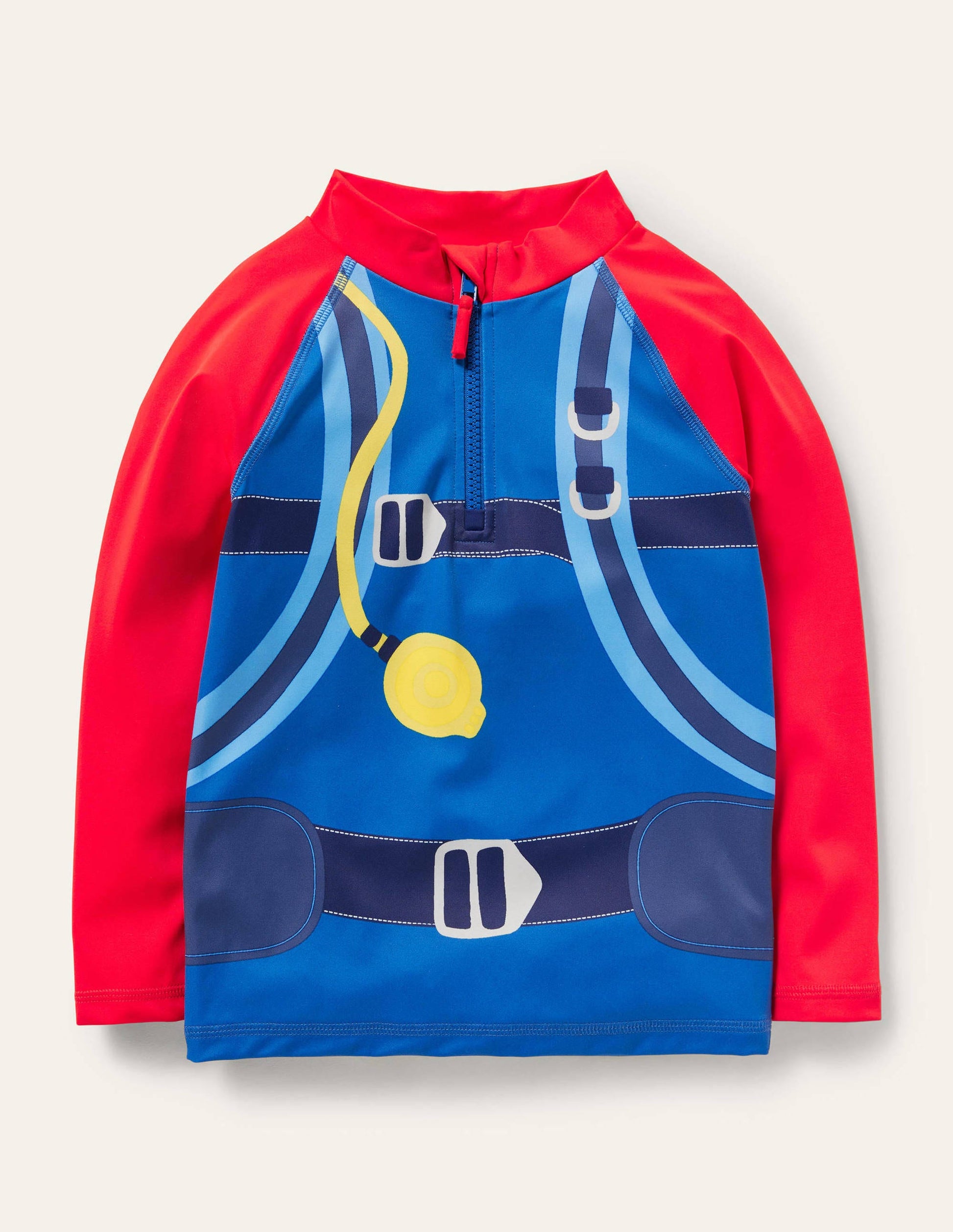 Fun Rash Vest-Red Turquoise Diver-1