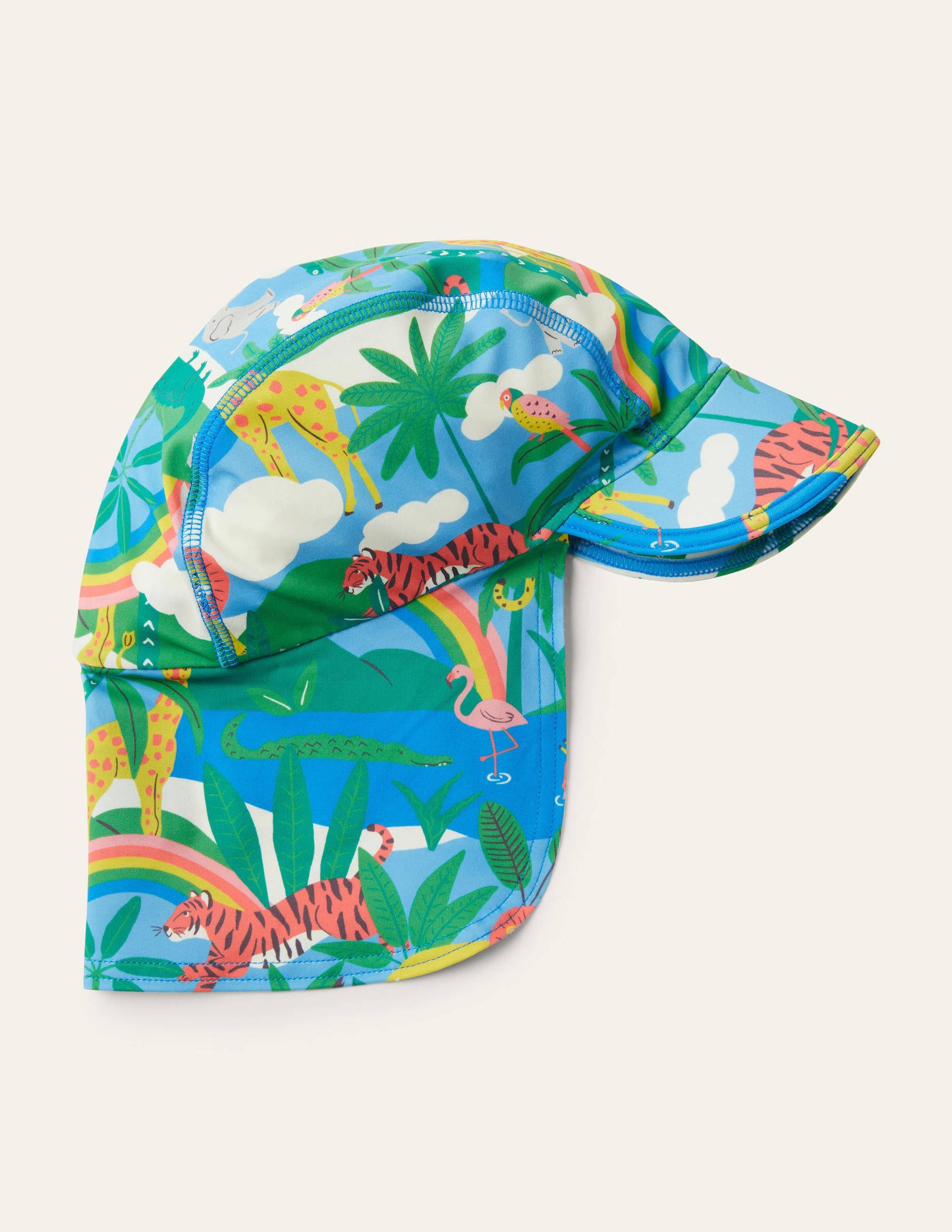 Sun-safe Swim Hat-Georgian Blue Rainbow Jungle-1
