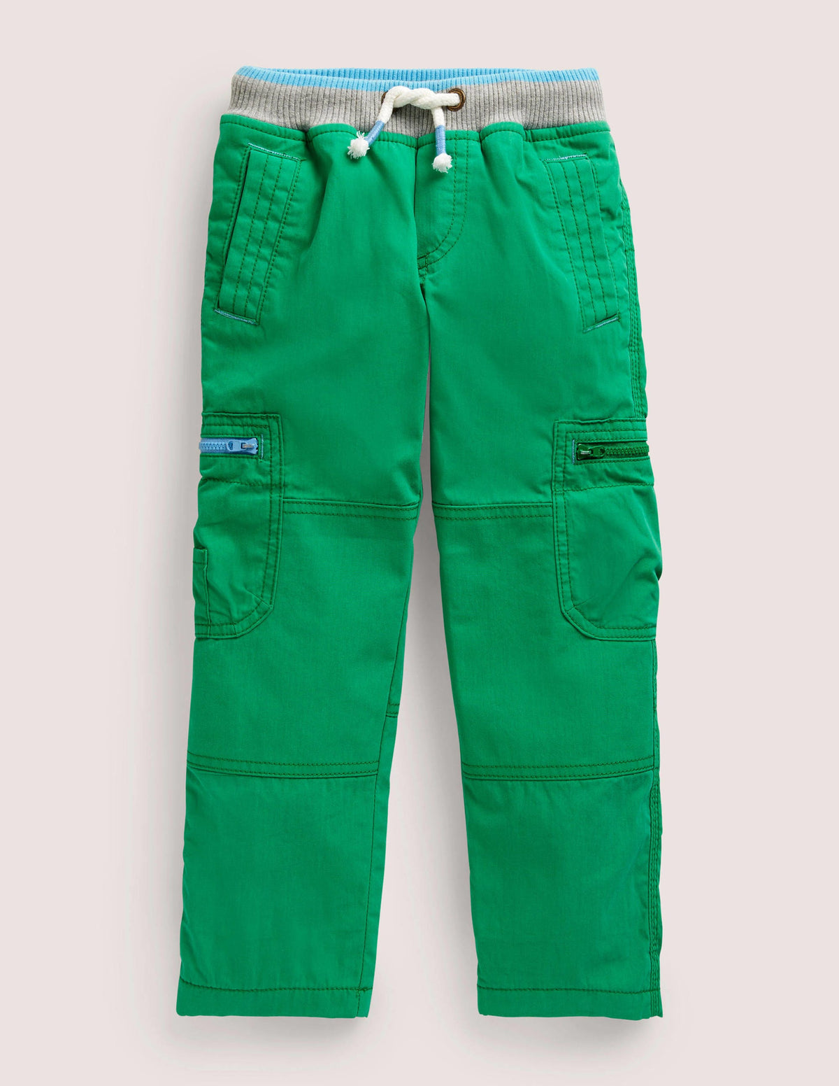 Green Draw String Cargo Trousers-Highland Green - Image 1