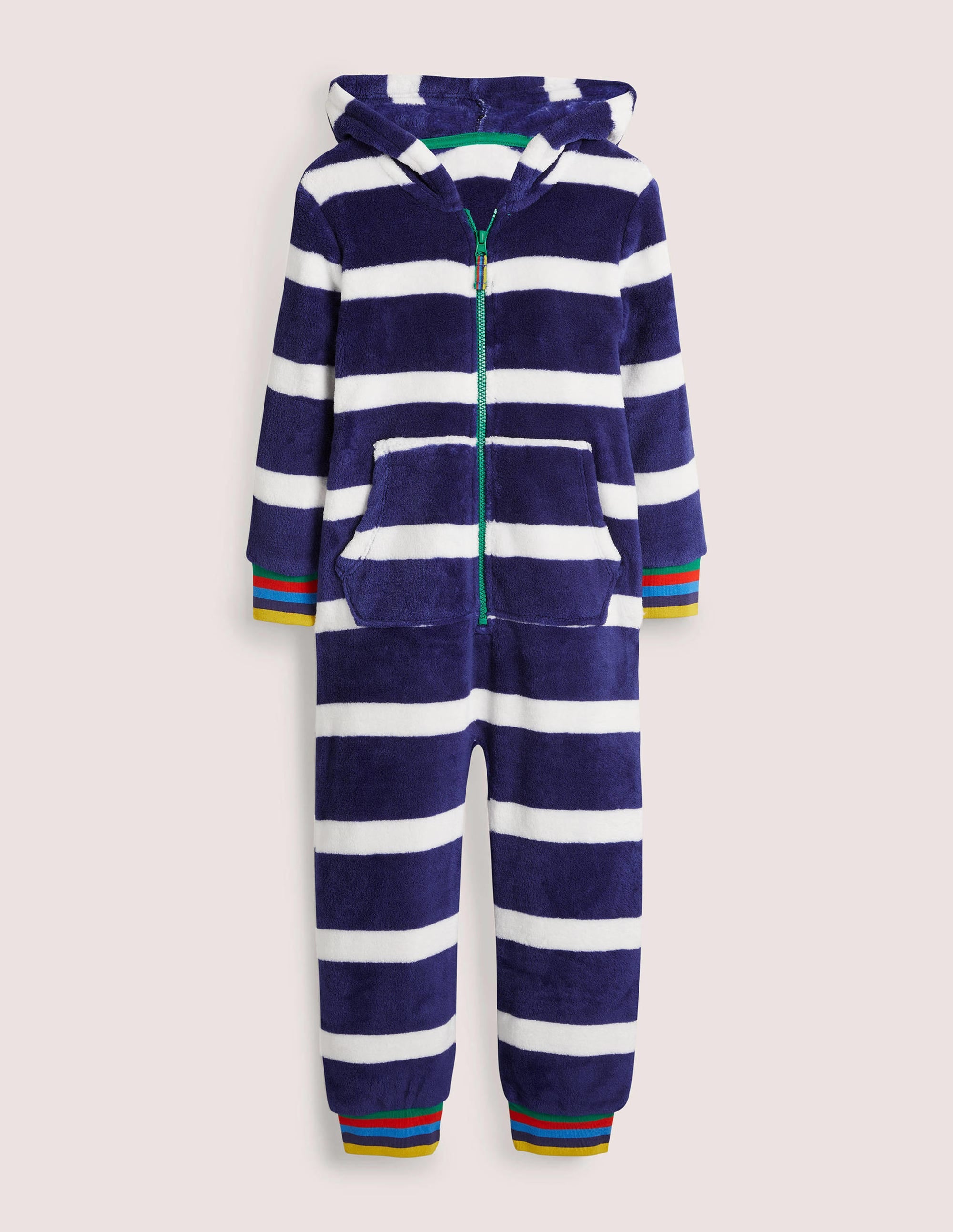 Cosy Fleece All-In-One-College Navy/Ivory Rainbow - Image 1