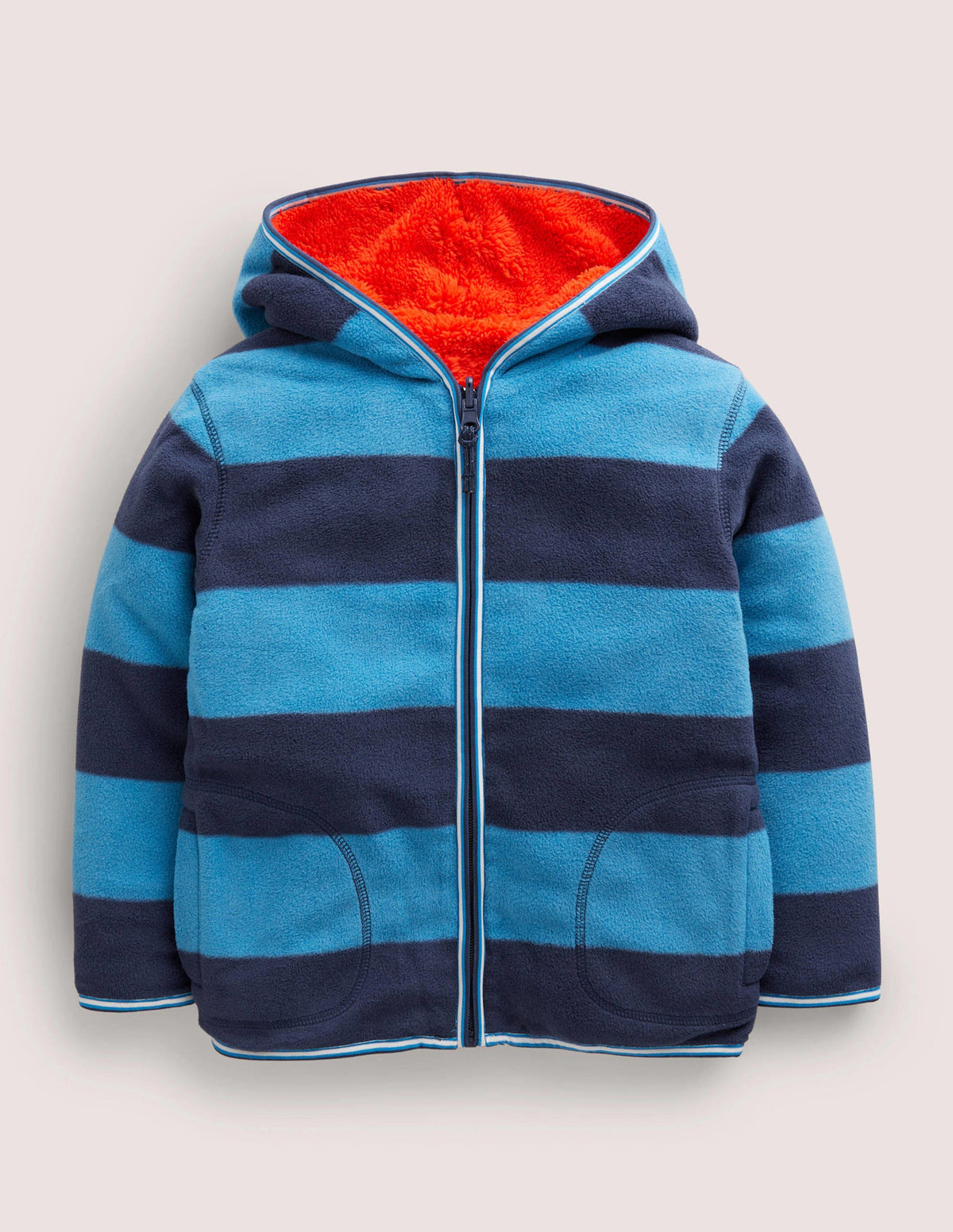Cosy Reversible Zip-up Hoodie-Rocket Red/ Morroccan Blue - Image 1
