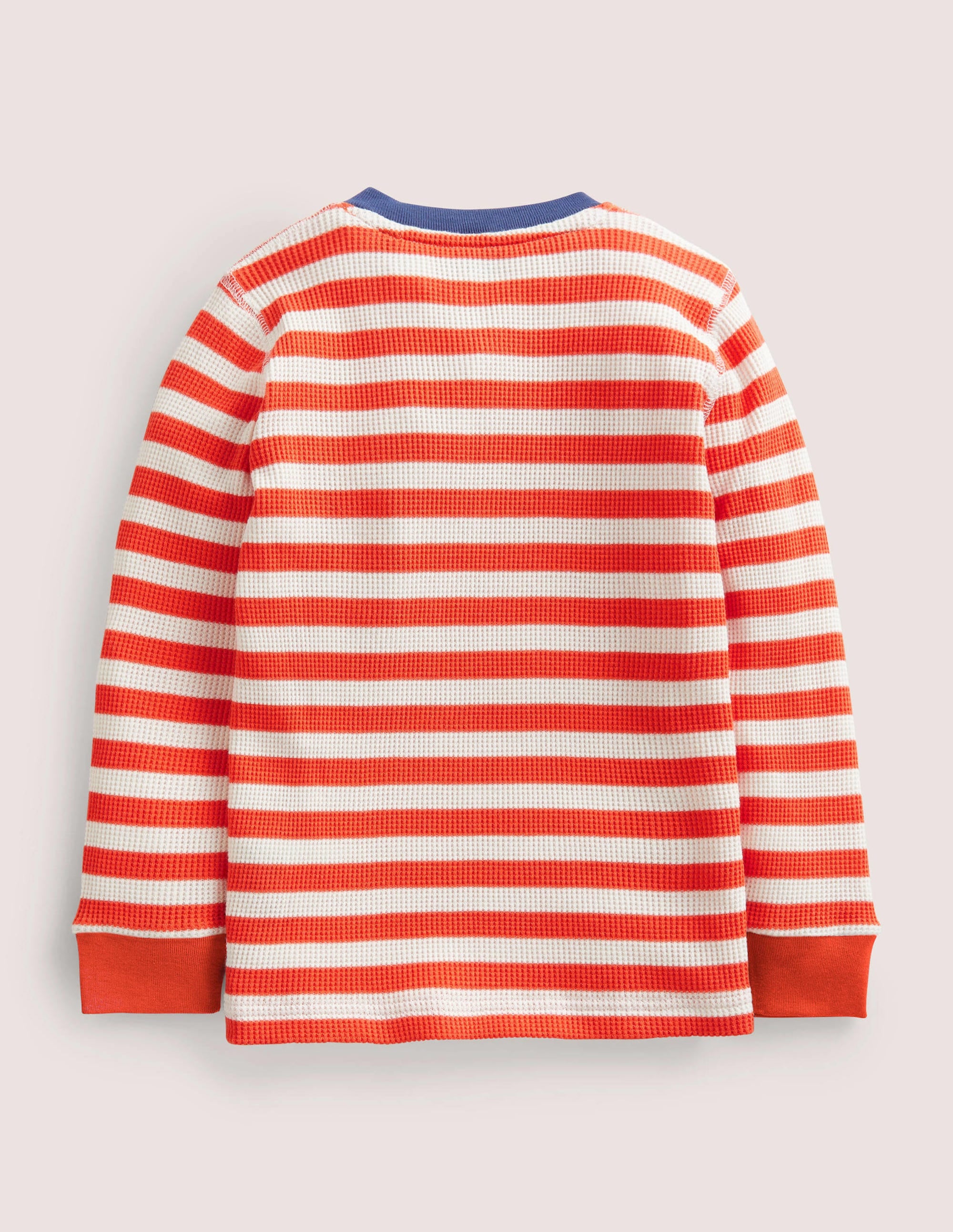 Waffle Henley T-Shirt-Ivory /Tiger Lily Orange - Image 2