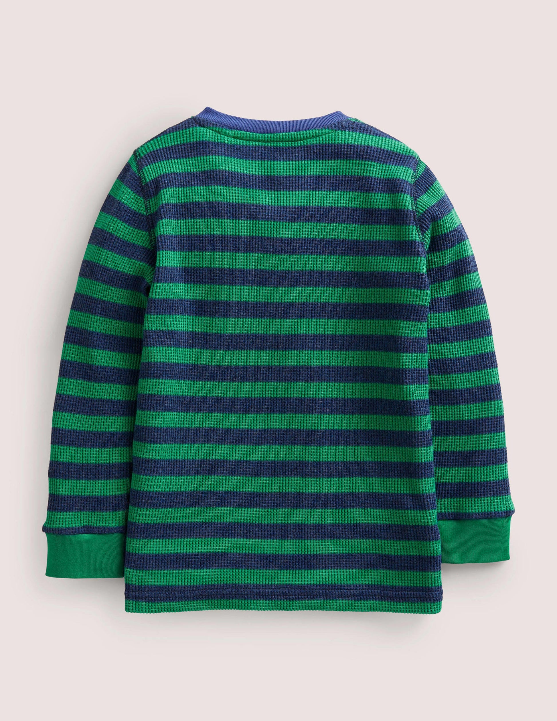 Waffle Henley T-Shirt-Shady Glade Green/ Navy Marl-2