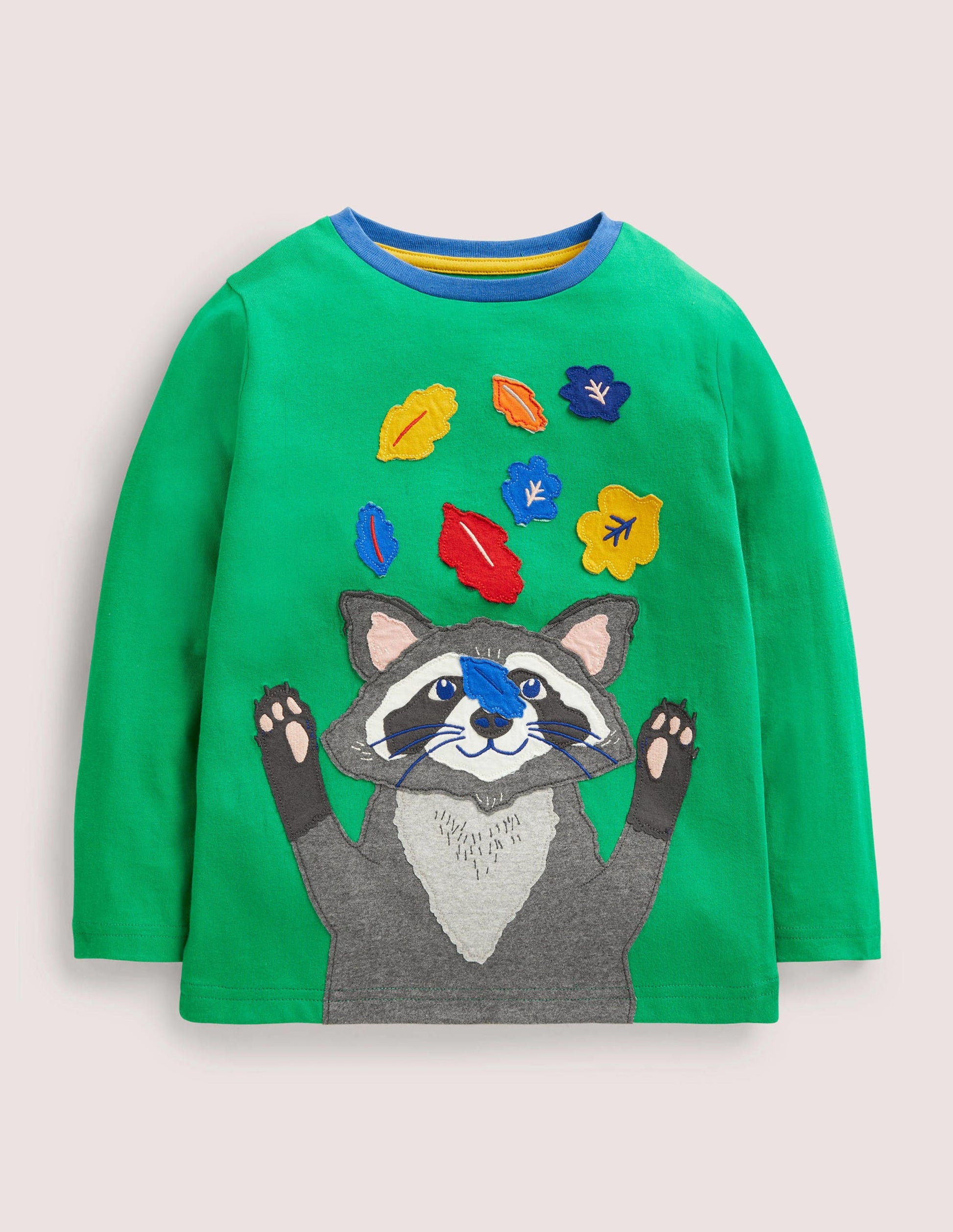Front & Back Appliqué T-shirt-Highland Green Racoon-1