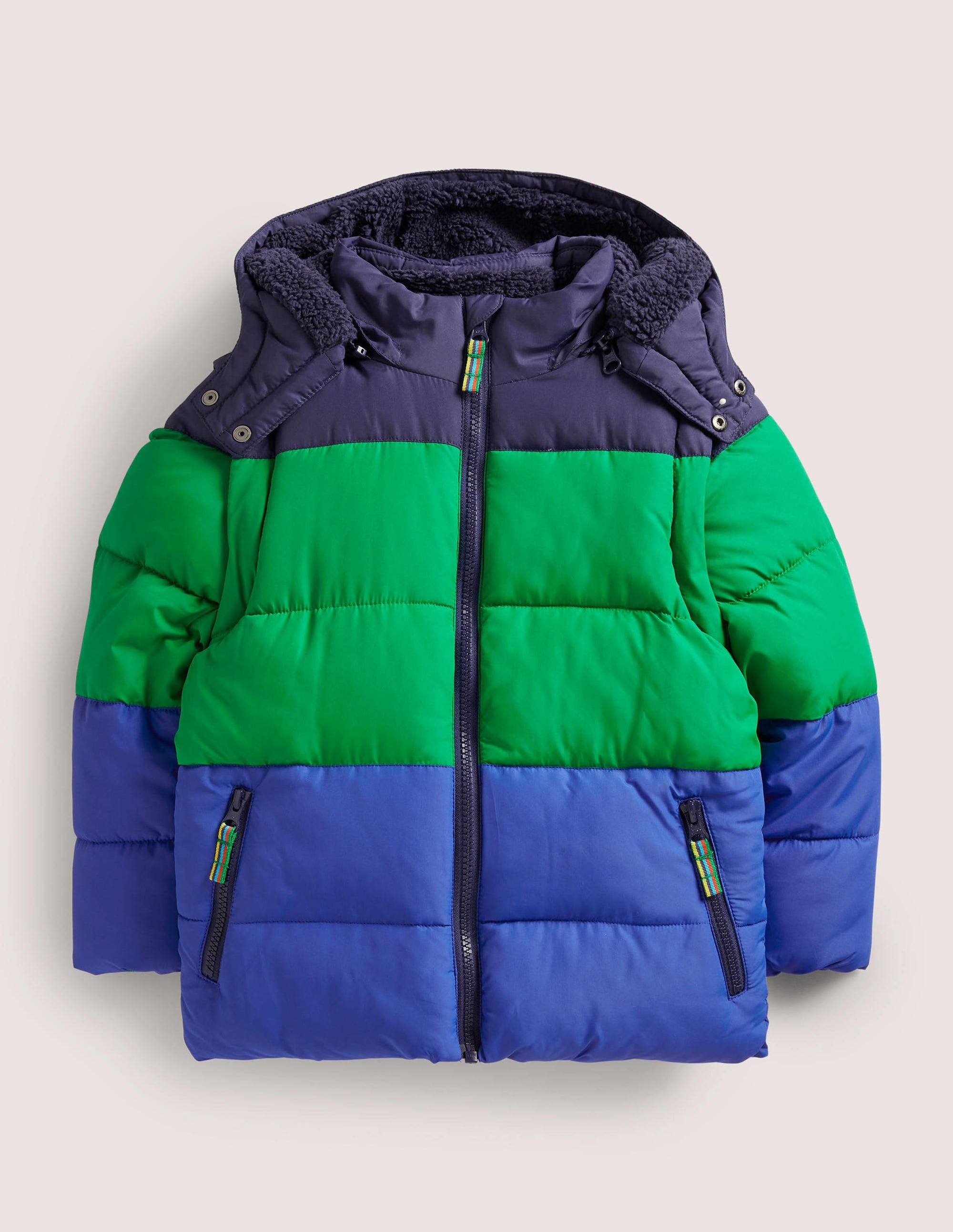 Colourblock 2-in-1 Puffer Jacket-College Navy/Green Colourblock - Image 1
