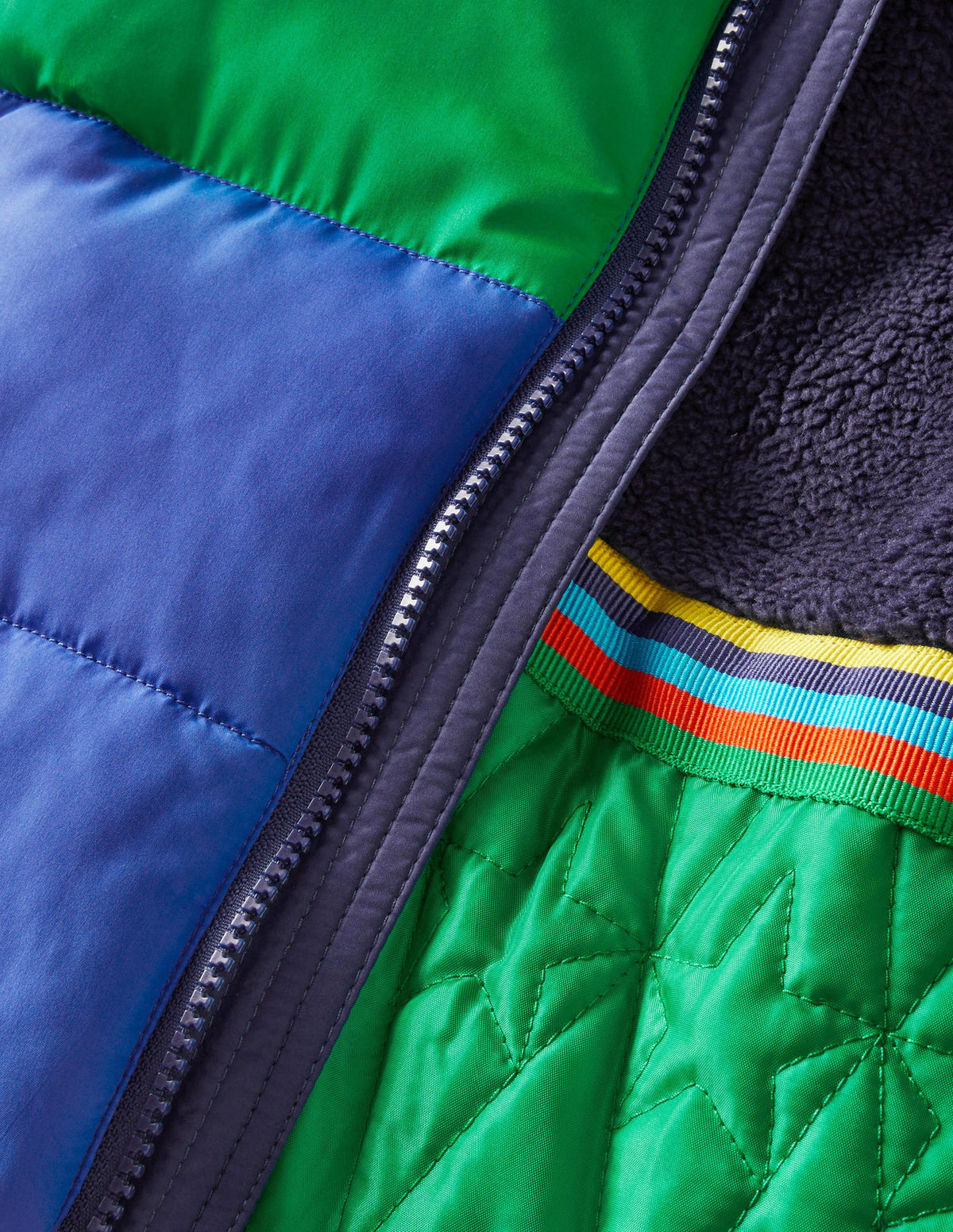 Colourblock 2-in-1 Puffer Jacket-College Navy/Green Colourblock - Image 3