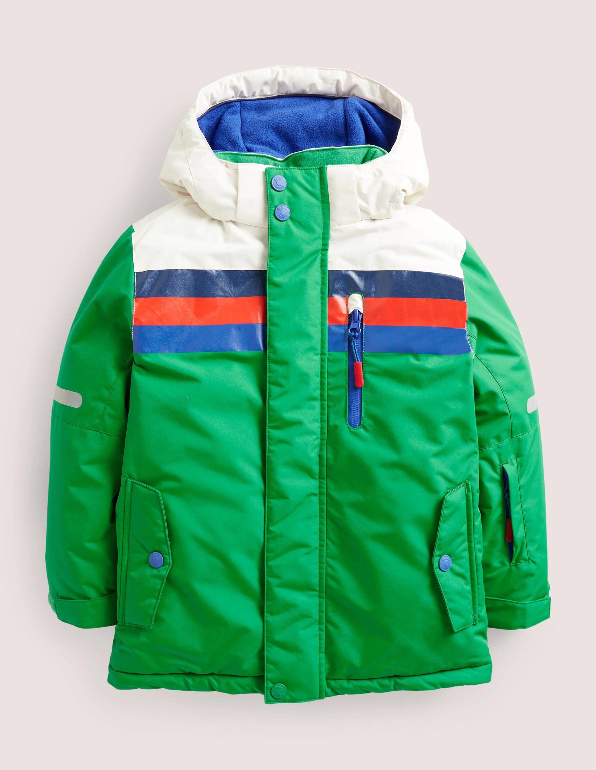 Green Fleece-Lined Waterproof Jacket-Green Fizz Colourblock - Image 1