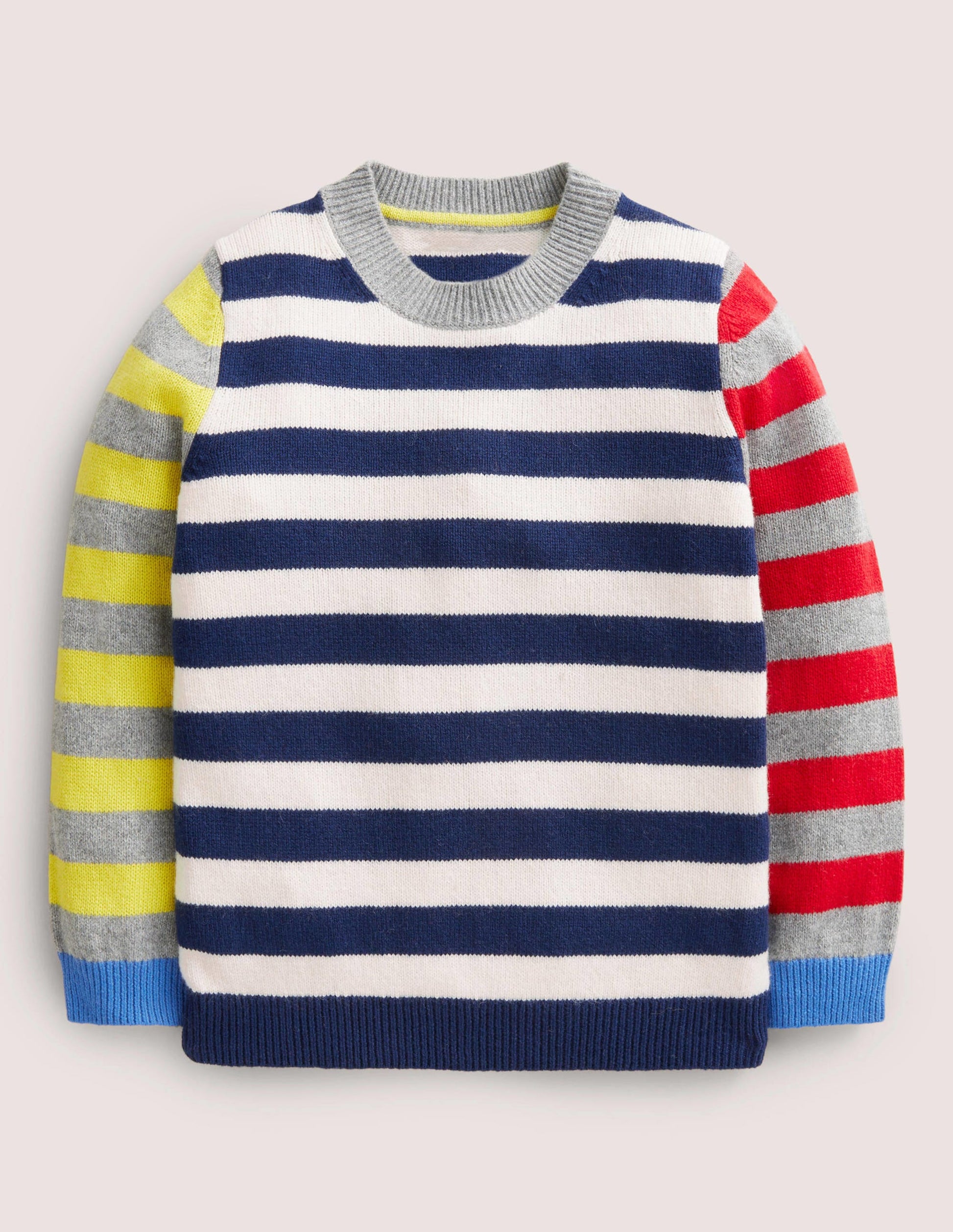 Hotchpotch Crew Neck Jumper-Multi Stripe Colourblock-1
