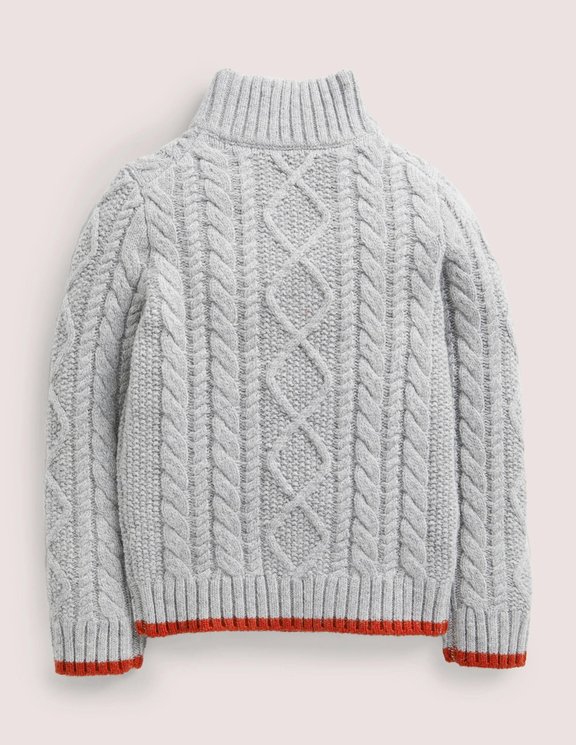 Grey Half Zip Cable Knit Jumper-Grey Marl Cable - Image 2
