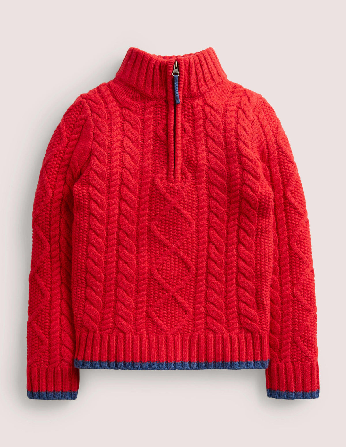 Cable Half Zip Jumper-Rockabilly Red Cable - Image 1
