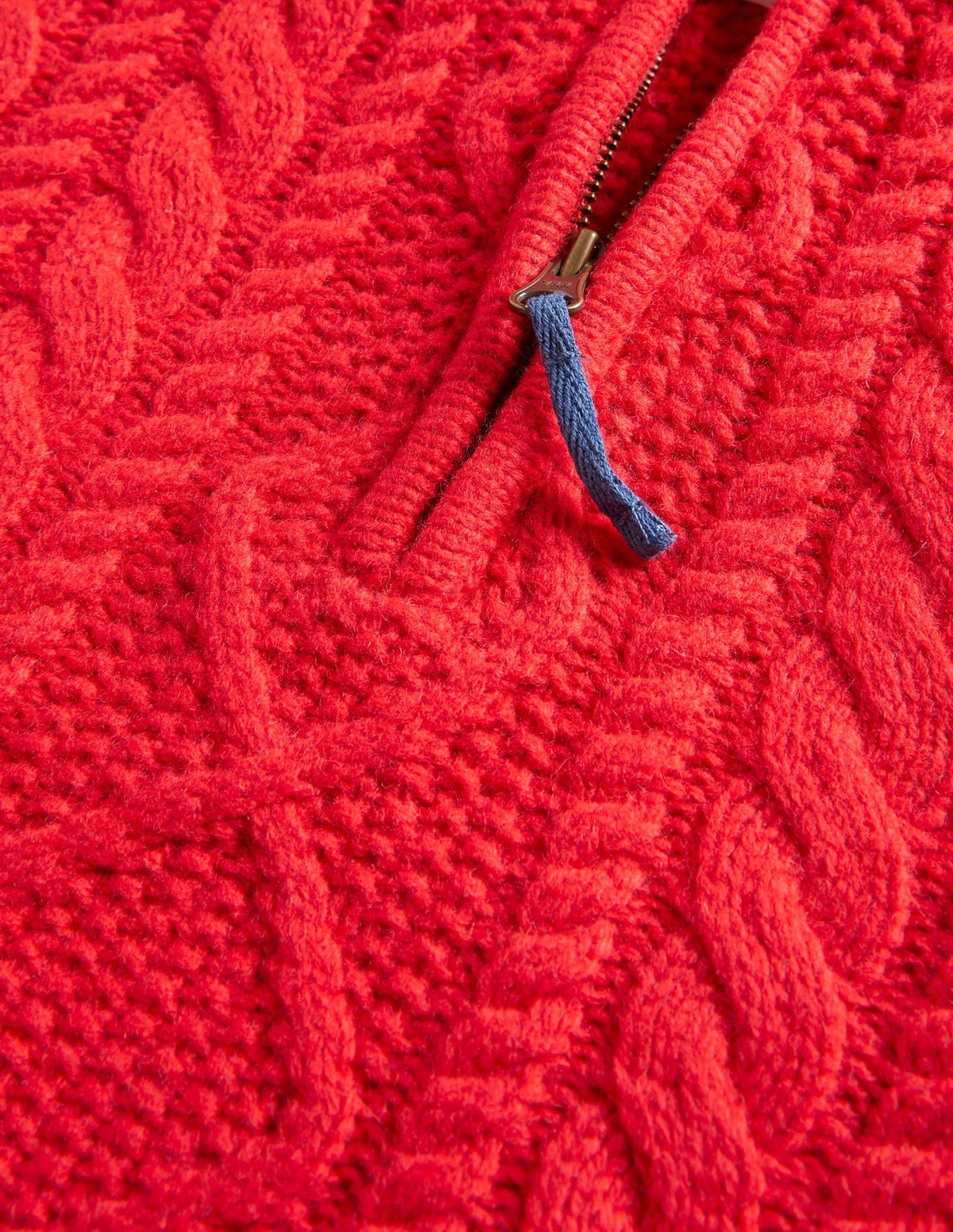 Cable Half Zip Jumper-Rockabilly Red Cable-3