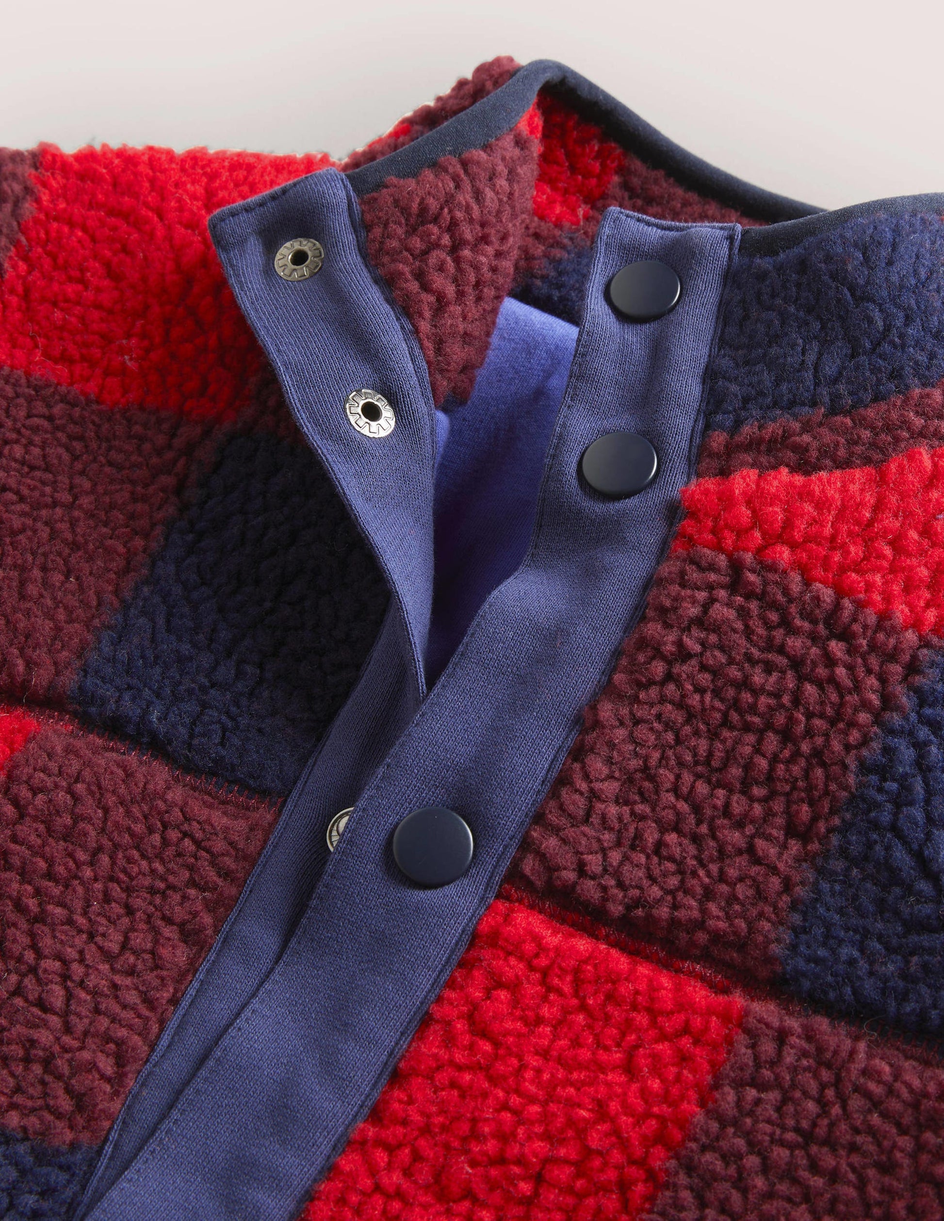 Borg Chuck-on Jacket-Rocket Red/ College Navy Check-3