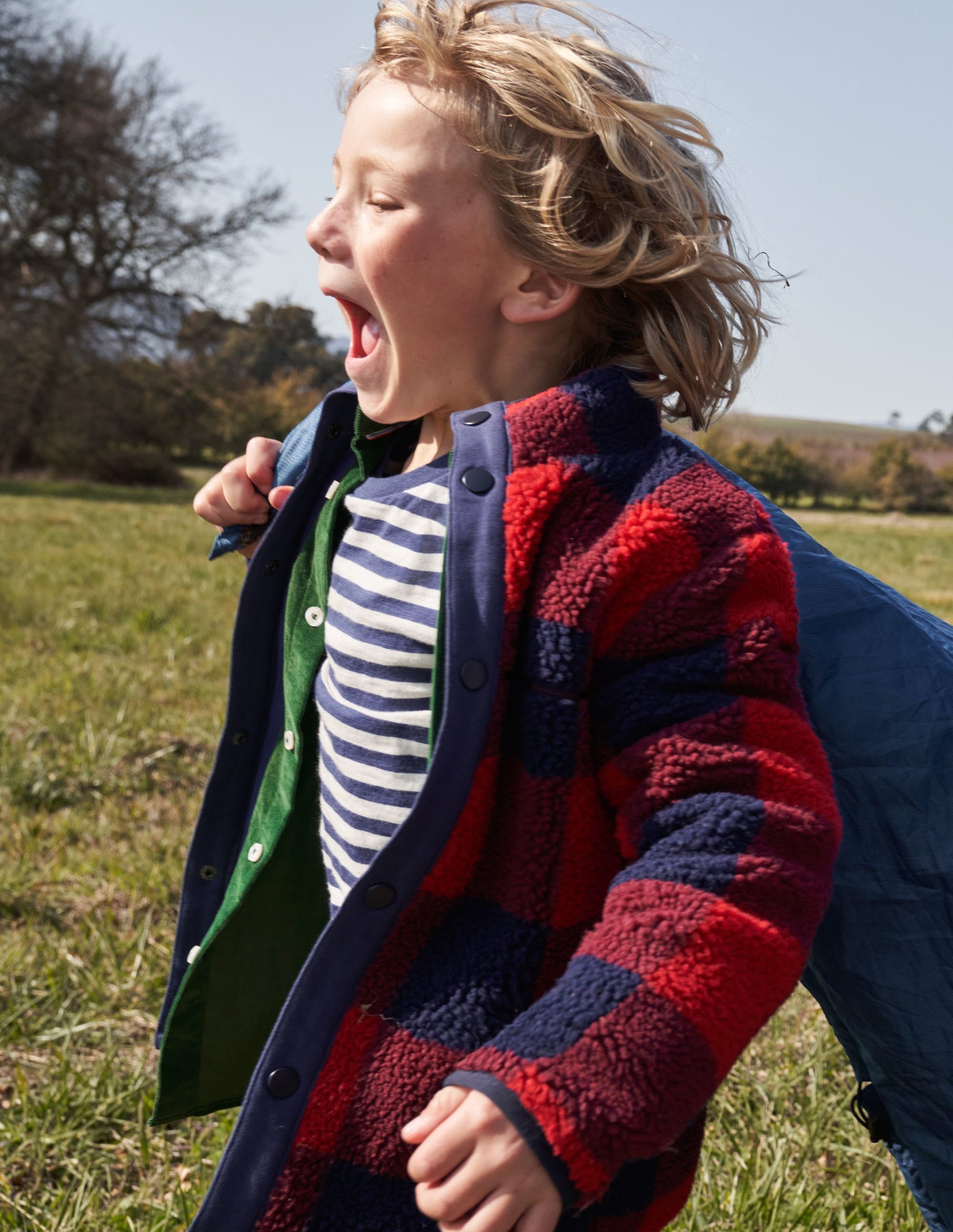 Borg Chuck-on Jacket-Rocket Red/ College Navy Check-4