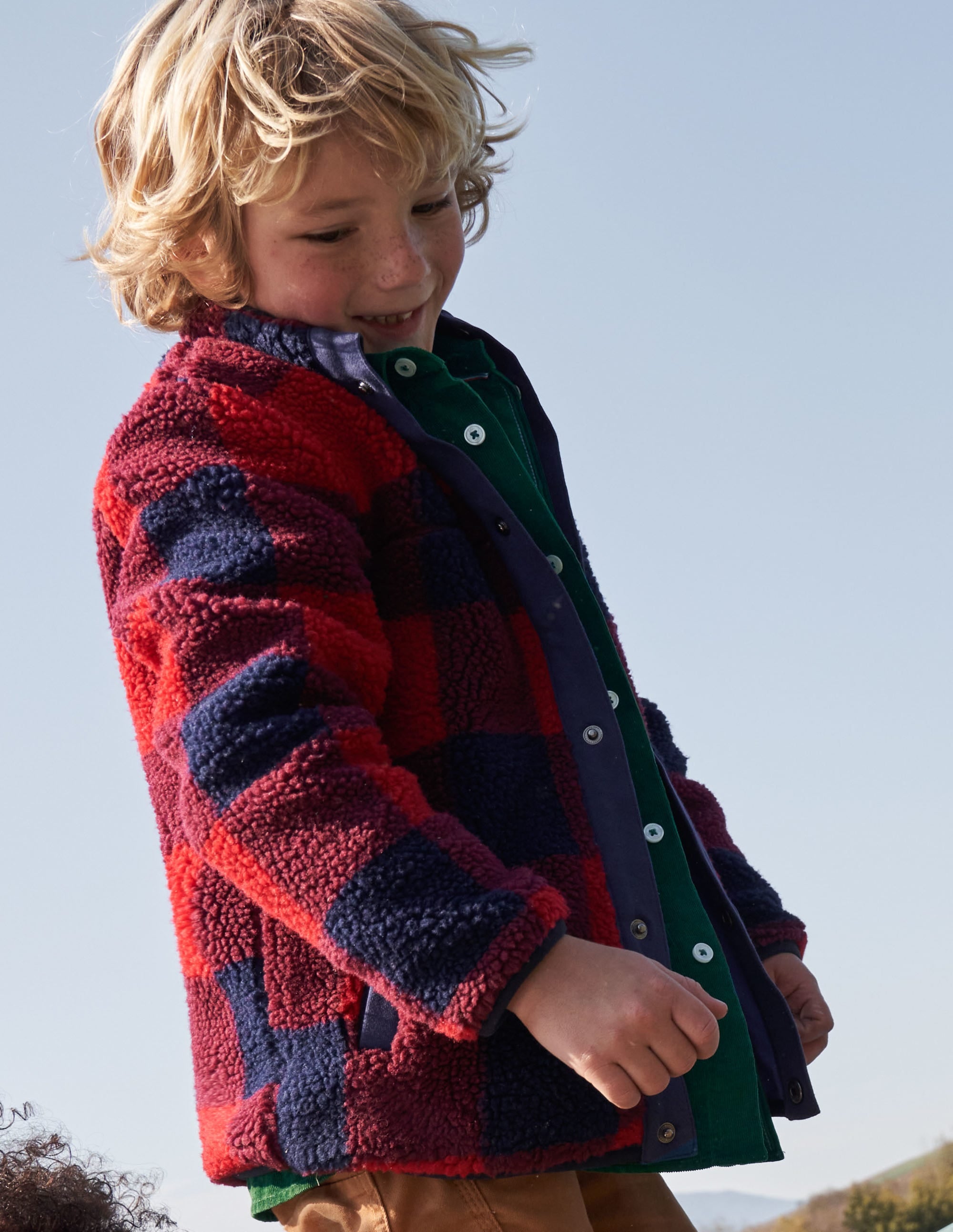 Borg Chuck-on Jacket-Rocket Red/ College Navy Check - Image 9