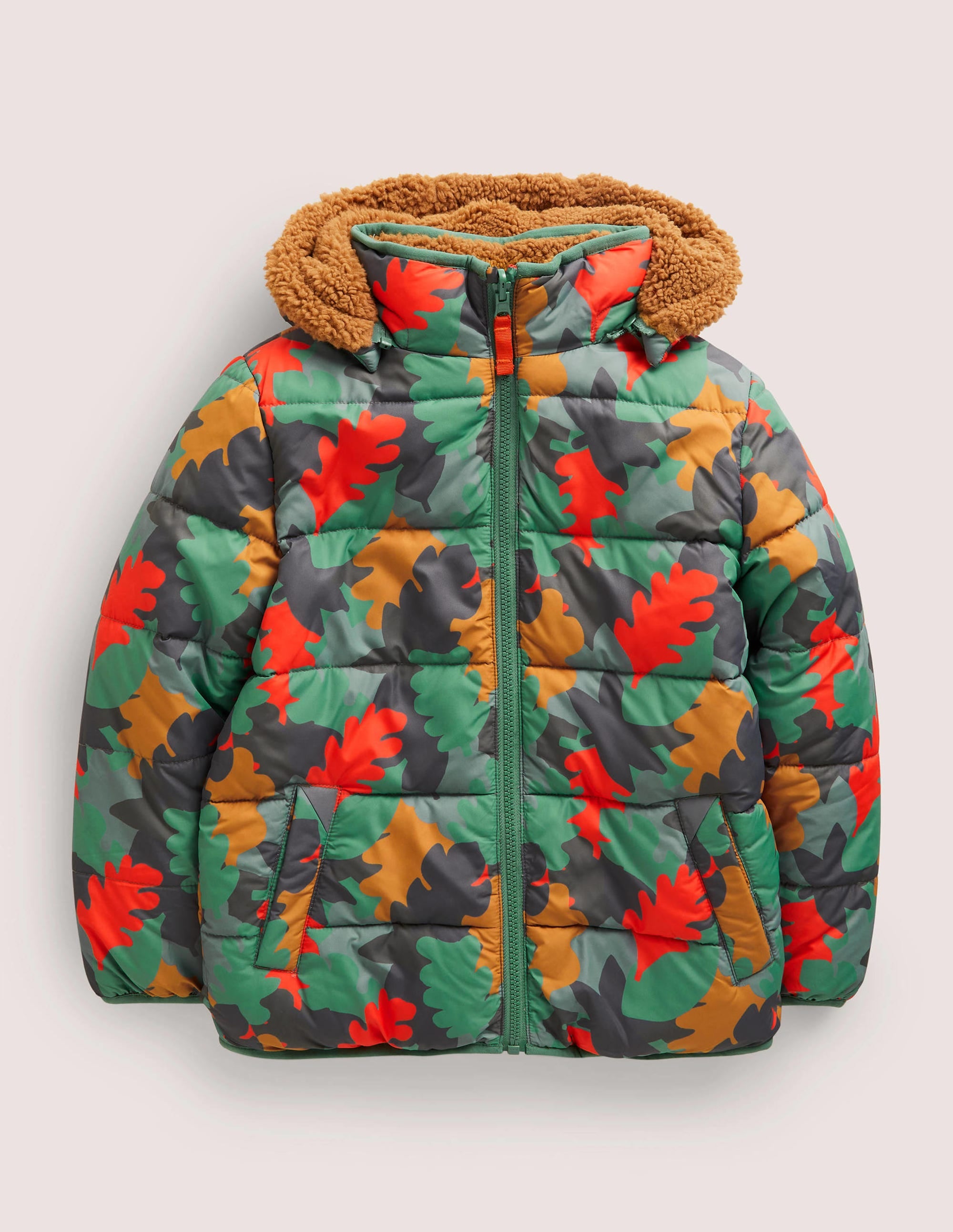 Autumn Leaf Reversible Teddy Puffer Jacket-Rosemary Autumn Leaf Camo - Image 1
