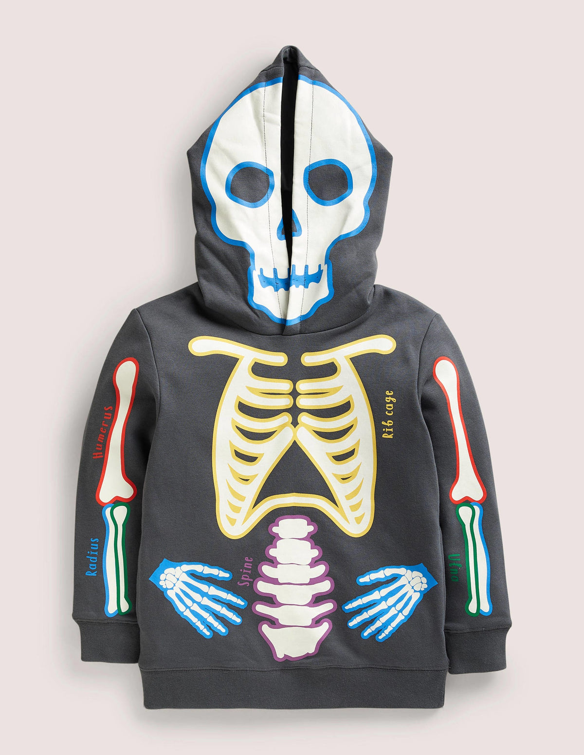 Halloween Glow Skeleton Hoodie-Smoke Grey Glowing Skeleton-1