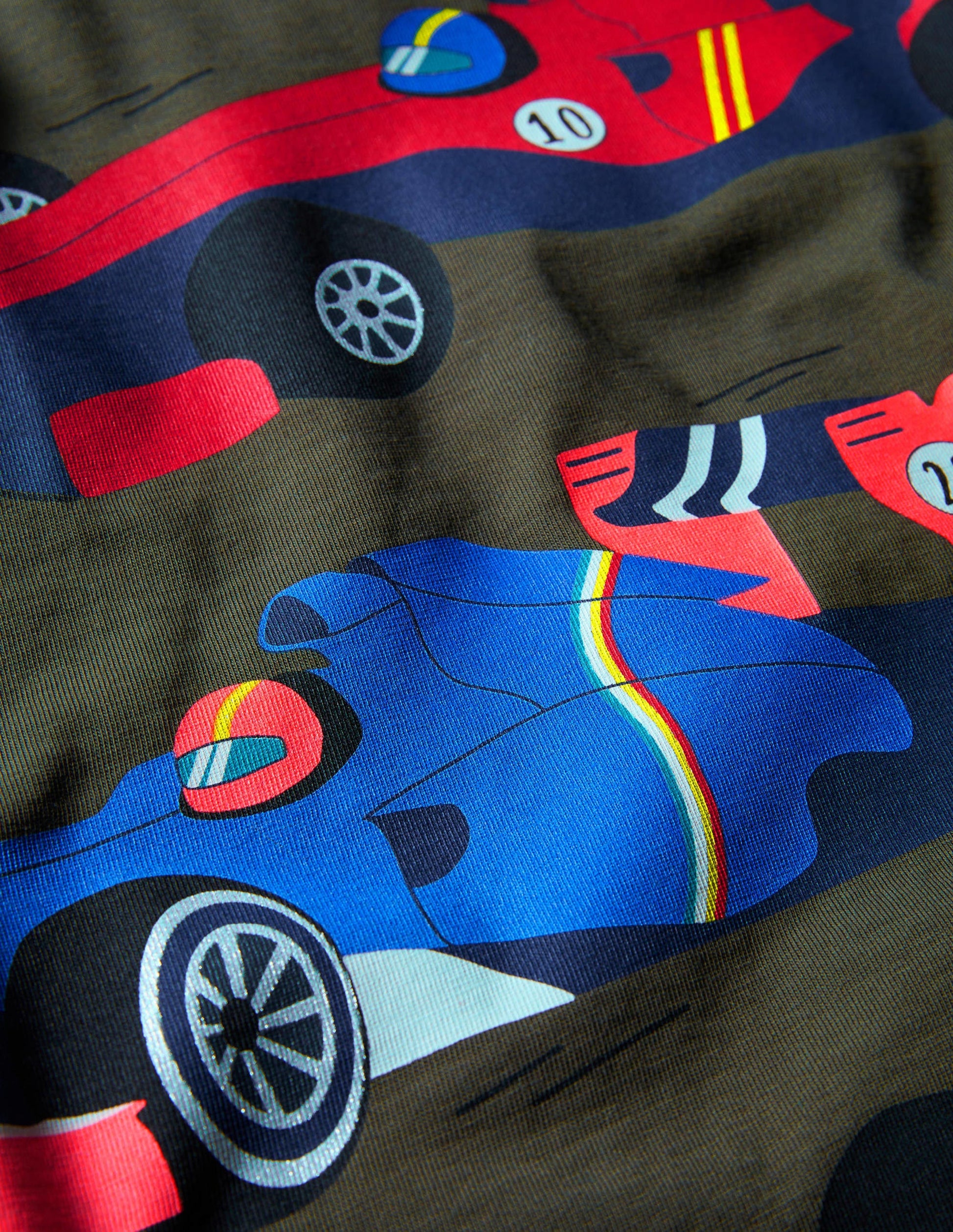 Printed Graphic T-shirt-Classic Khaki Racing Cars-3