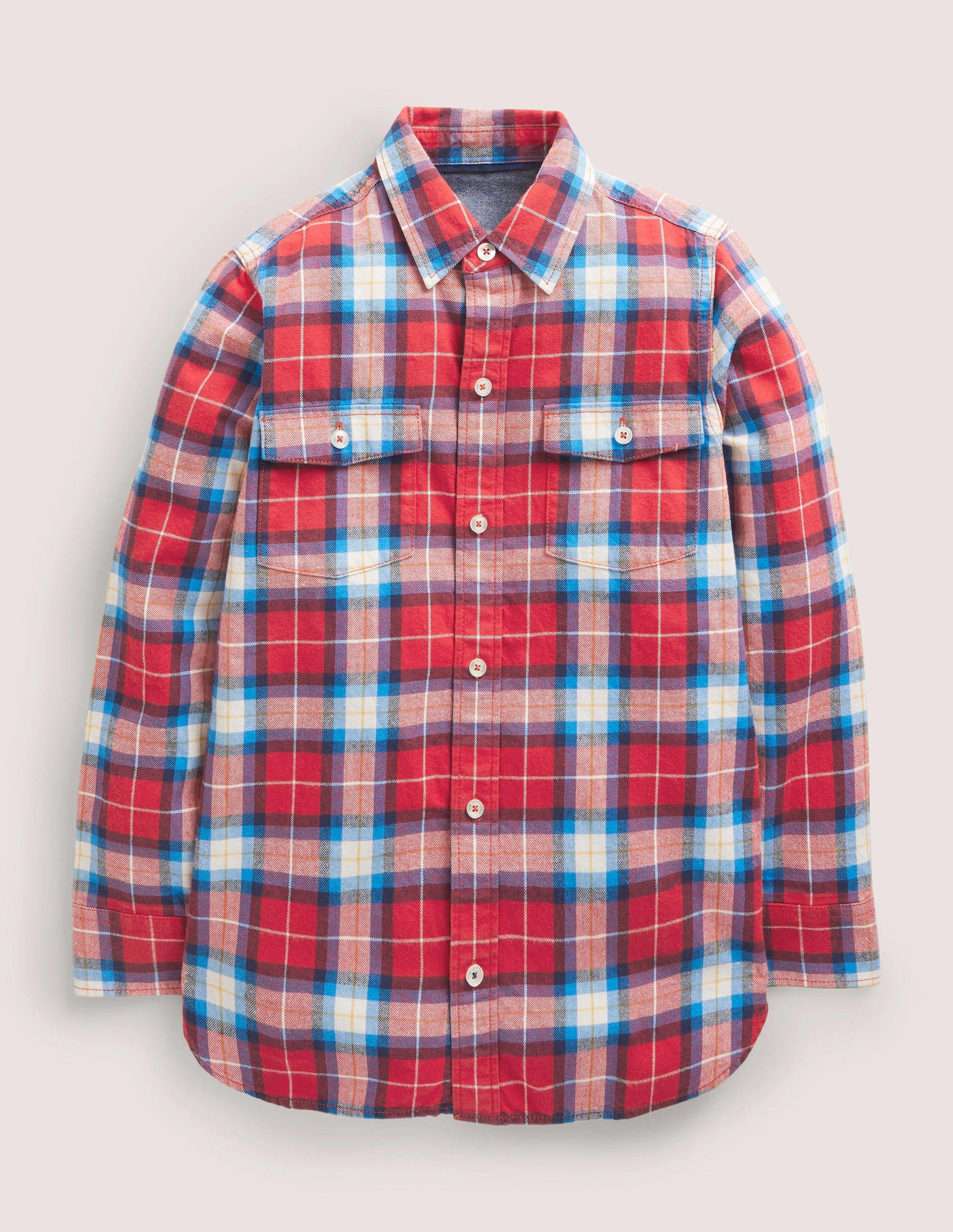 Cosy Brushed Check Shirt-Rockabilly Red Check-1