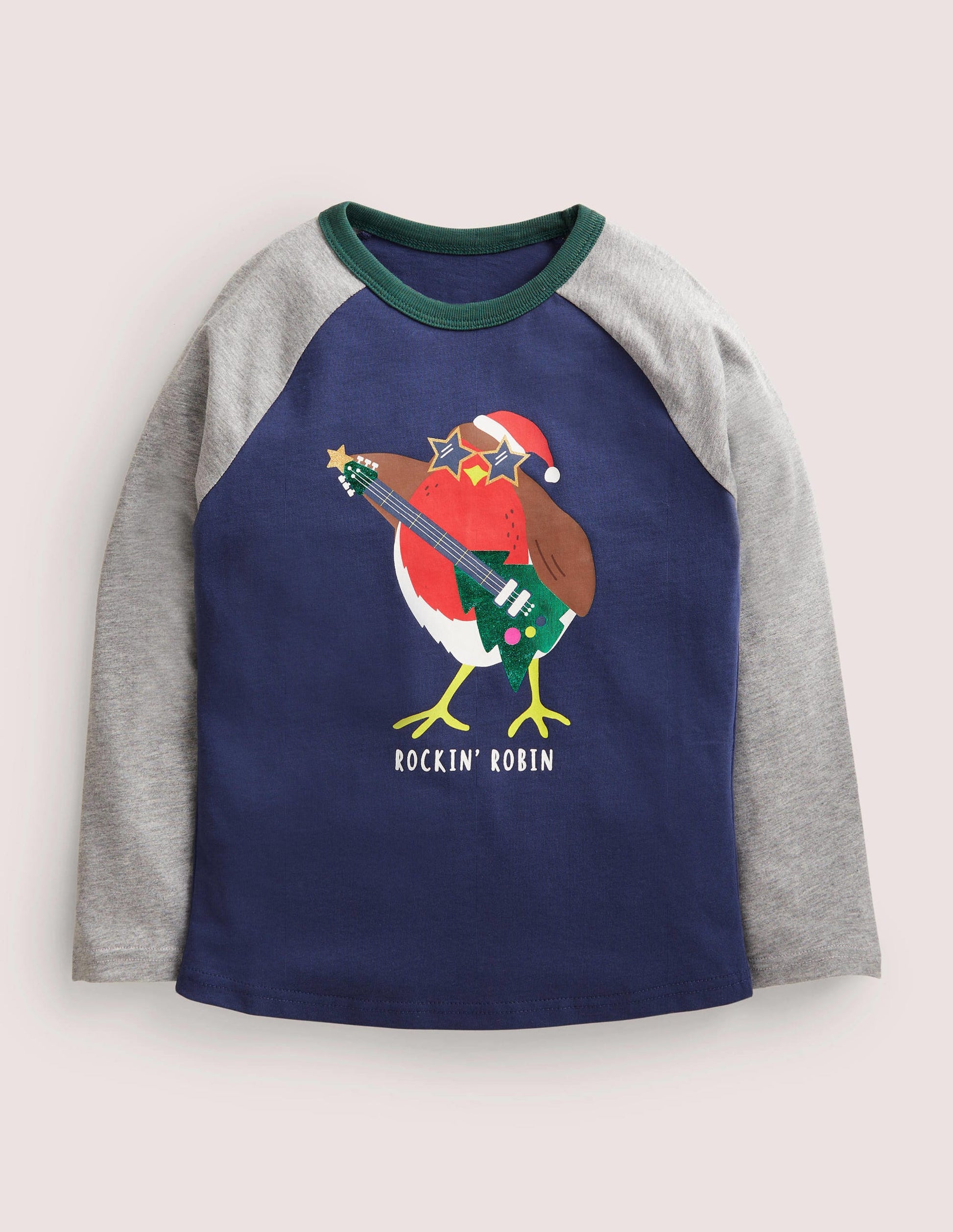 Festive Raglan T-shirt-College Navy Rockin' Robin-1