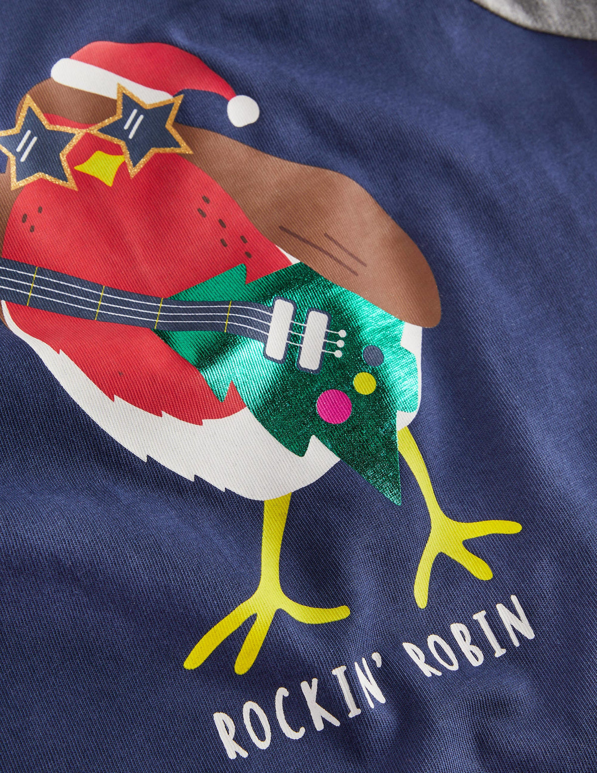 Festive Raglan T-shirt-College Navy Rockin' Robin - Image 3