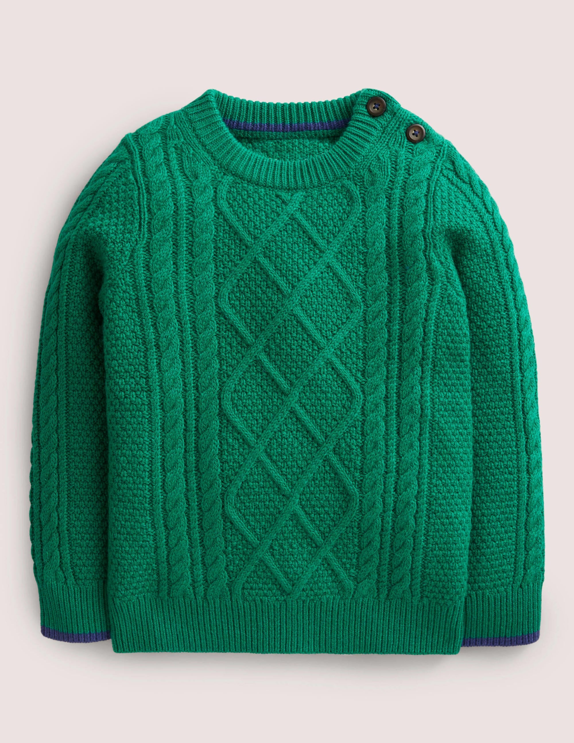 Cable Crew Jumper-Shady Glade Green - Image 1