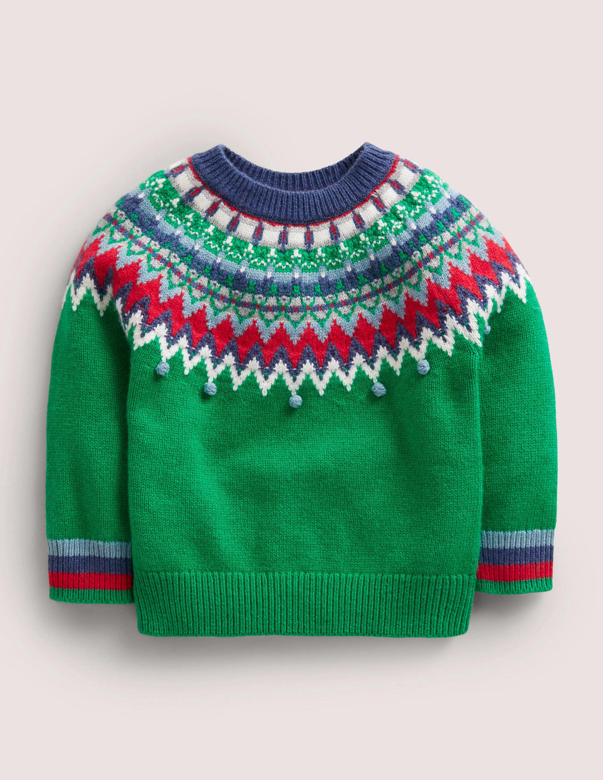 Classic Fair Isle Jumper-Trekking Green Multi Fair Isle - Image 1