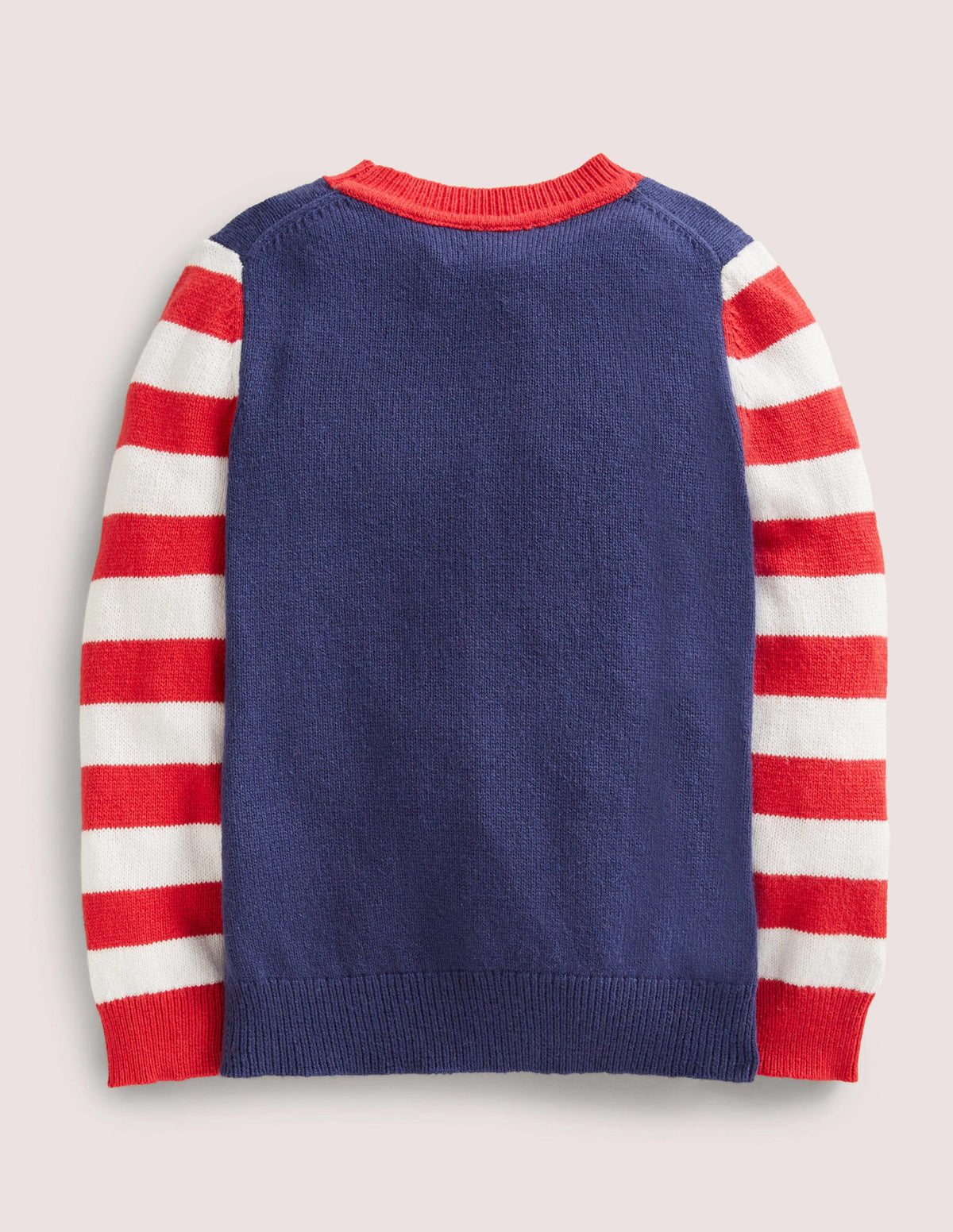 Navy Striped Christmas Jumper-Starboard Blue Xmas Tree - Image 2