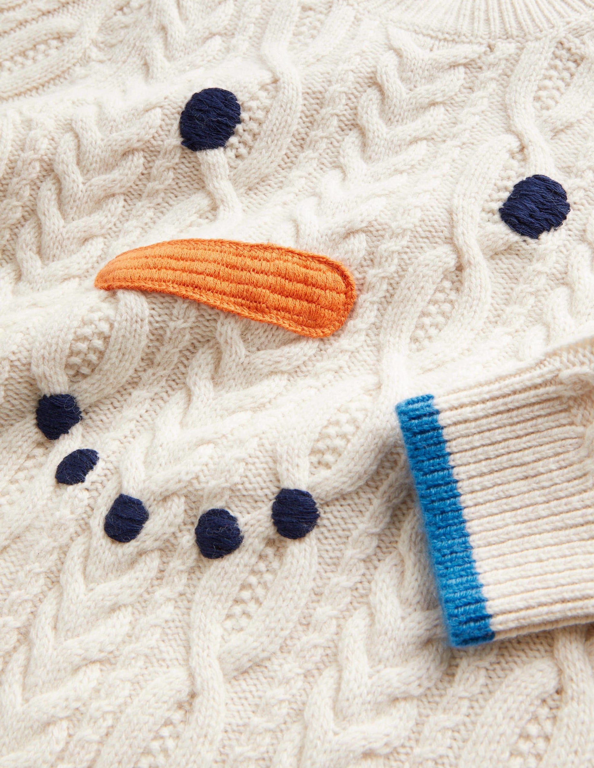 Cable Snowman Jumper-Ecru Marl Snowman-3