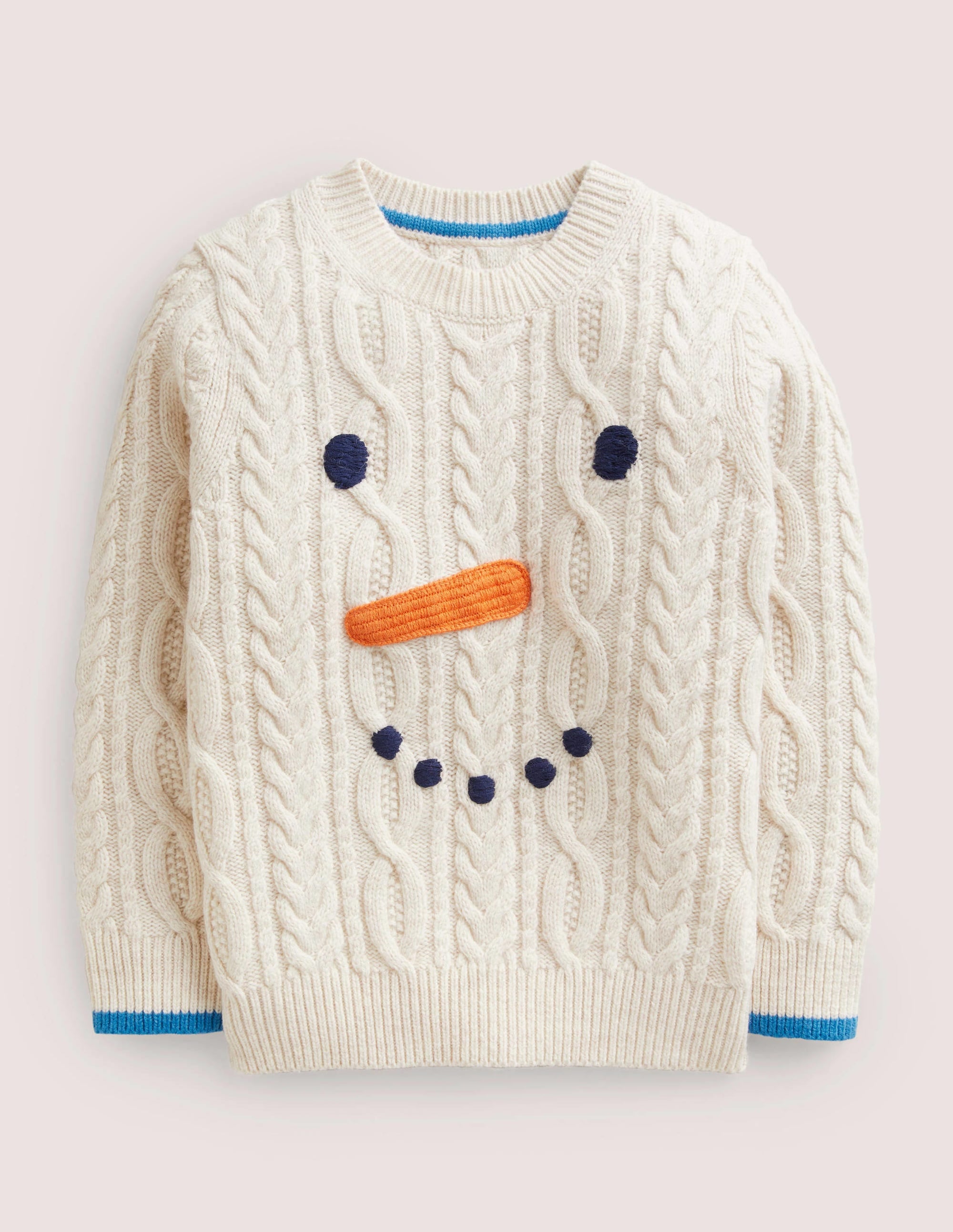 Cable Snowman Jumper-Ecru Marl Snowman - Image 1