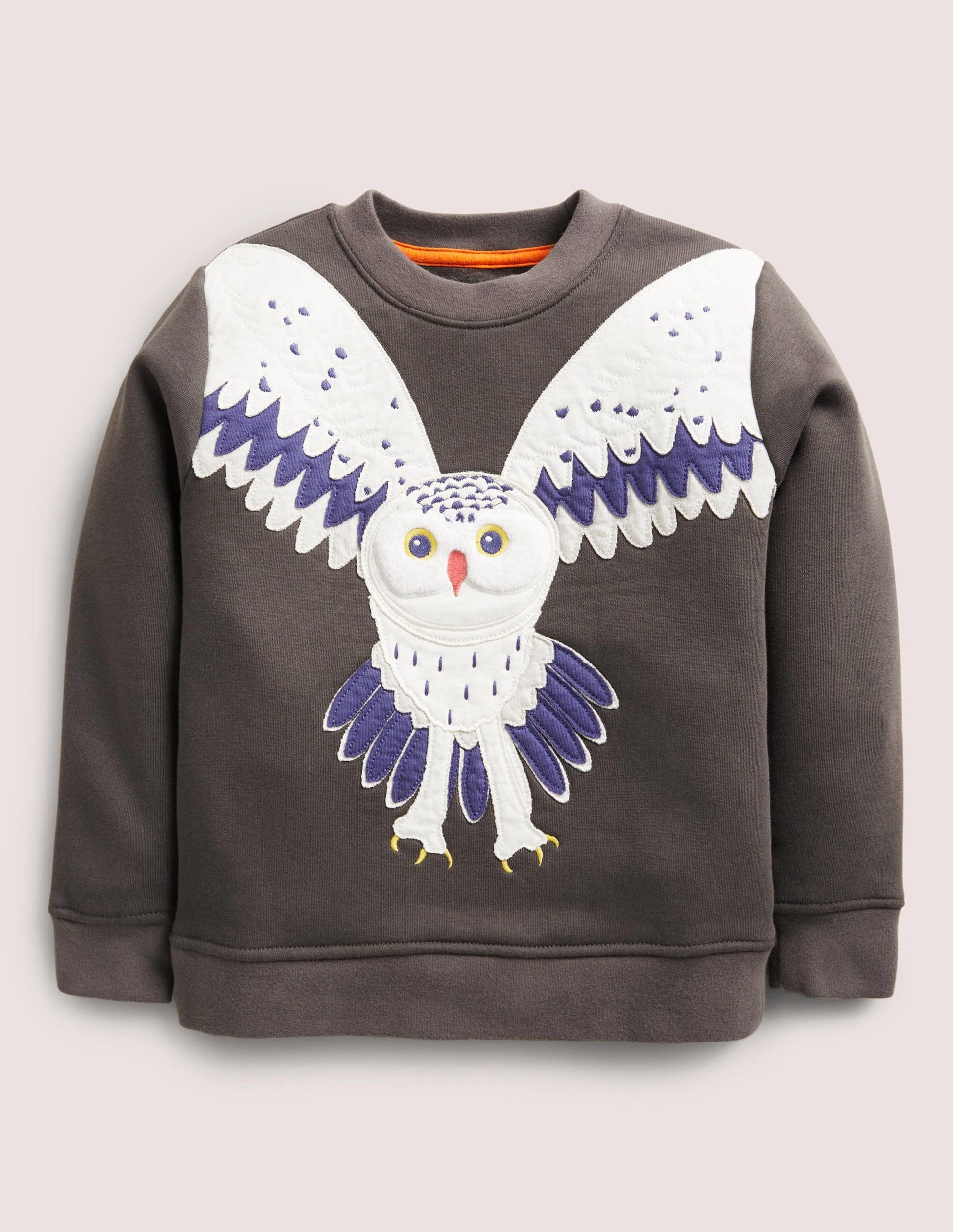 Owl Appliqué Sweatshirt-Smoke Grey Owl-1