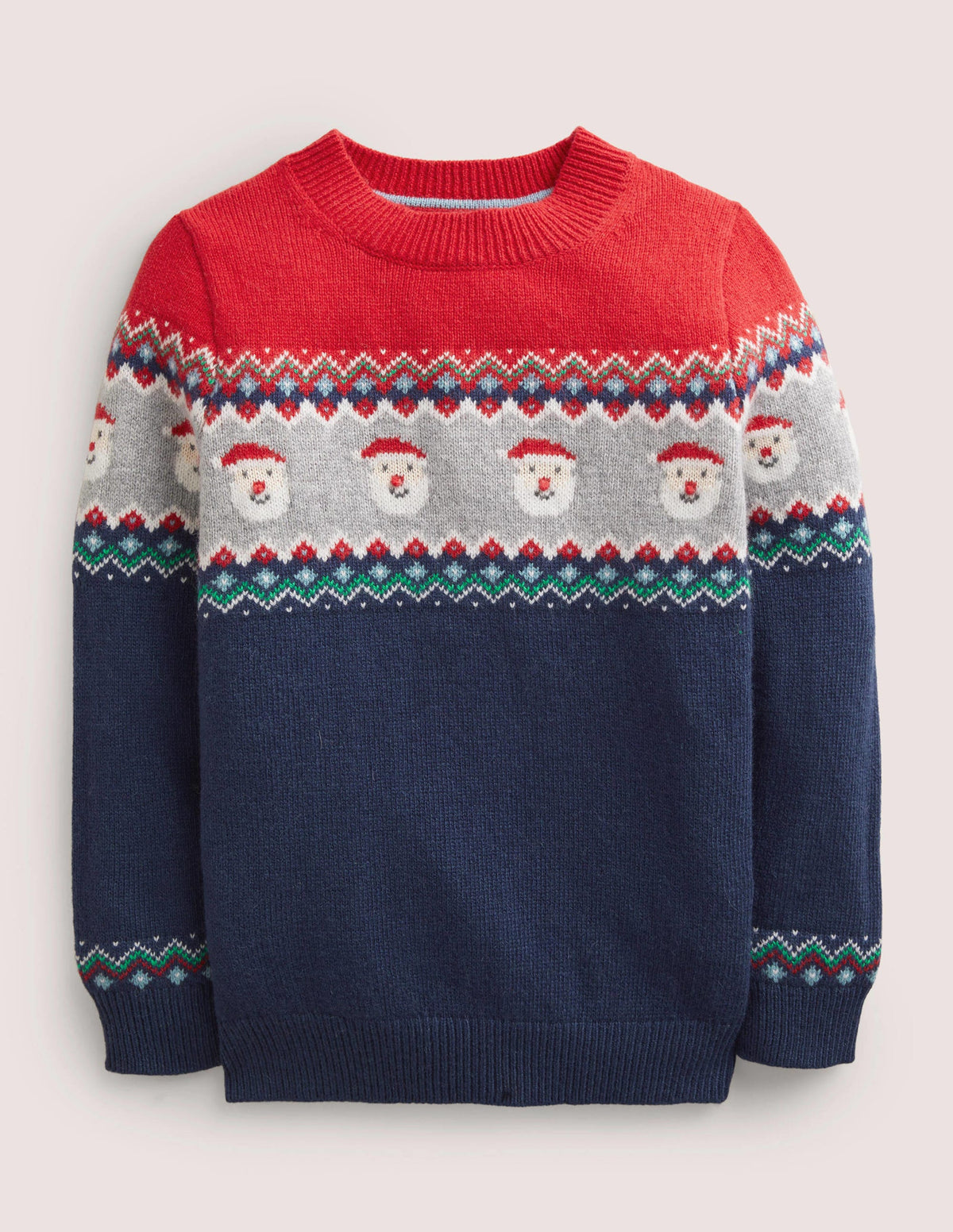 Navy Fair Isle Christmas Jumper-College Navy Father Christmas - Image 1