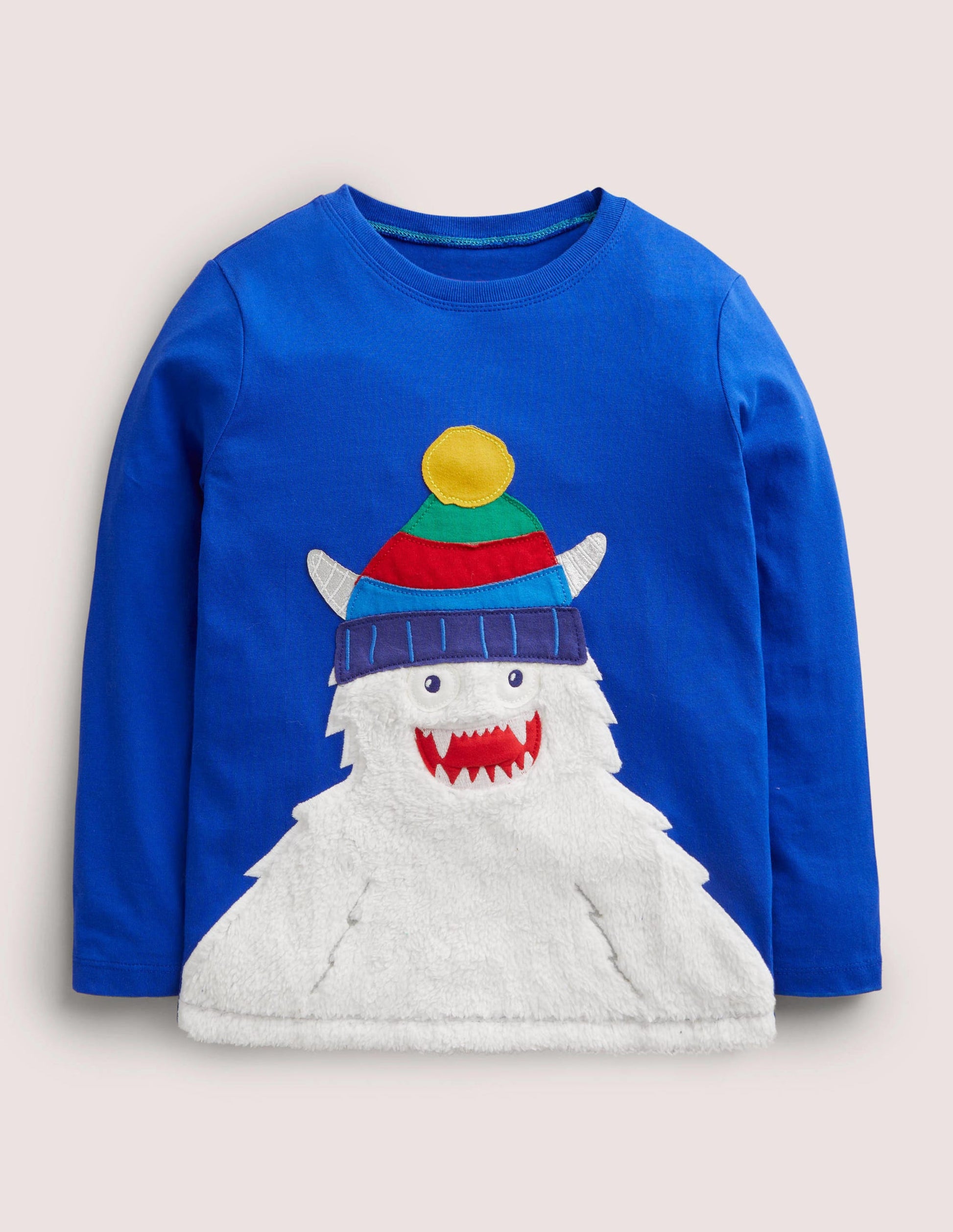 Yeti Texture Appliqué T-shirt-Brilliant Blue Yeti-1