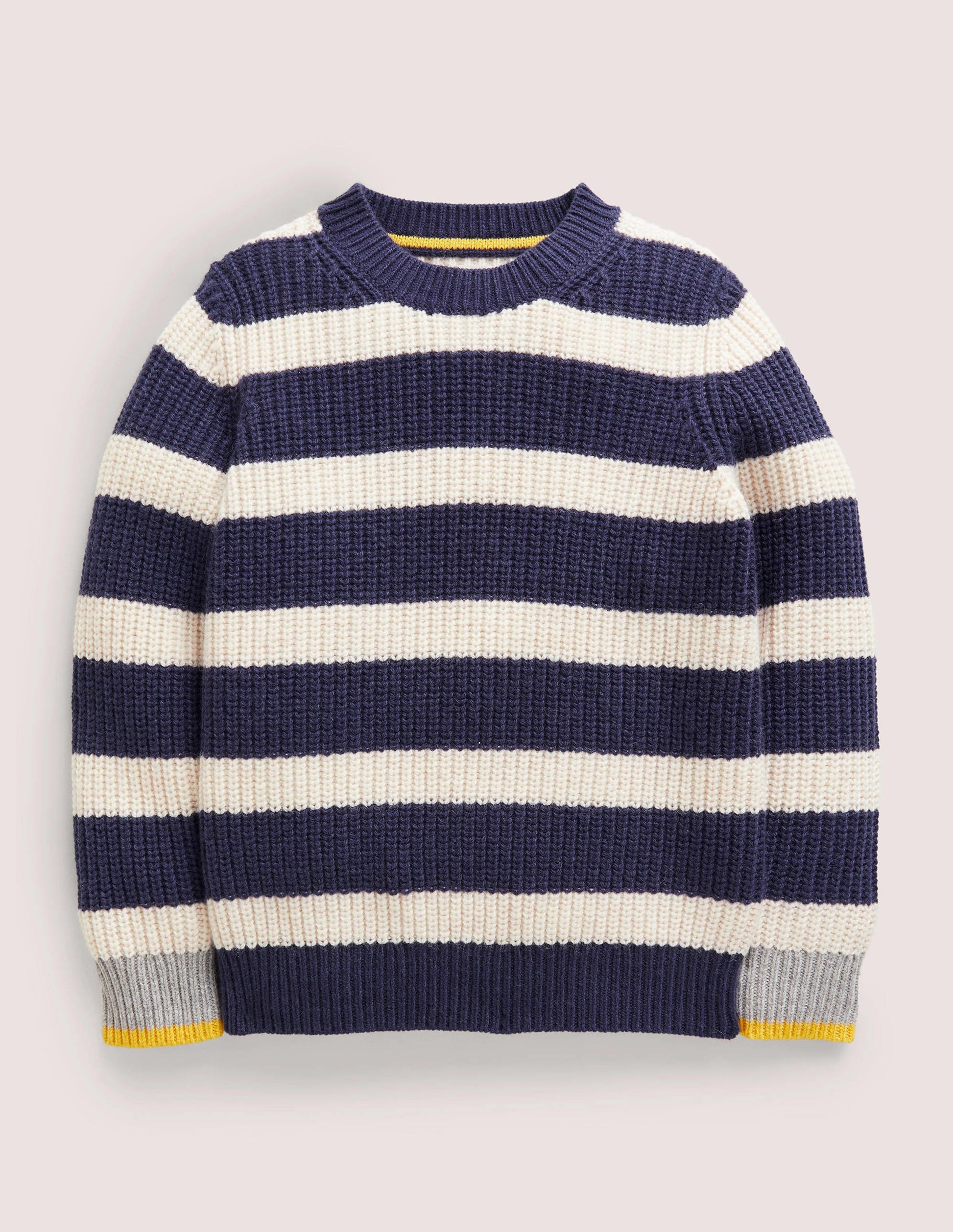 Chunky Knit Fishermans Jumper-College Navy-1