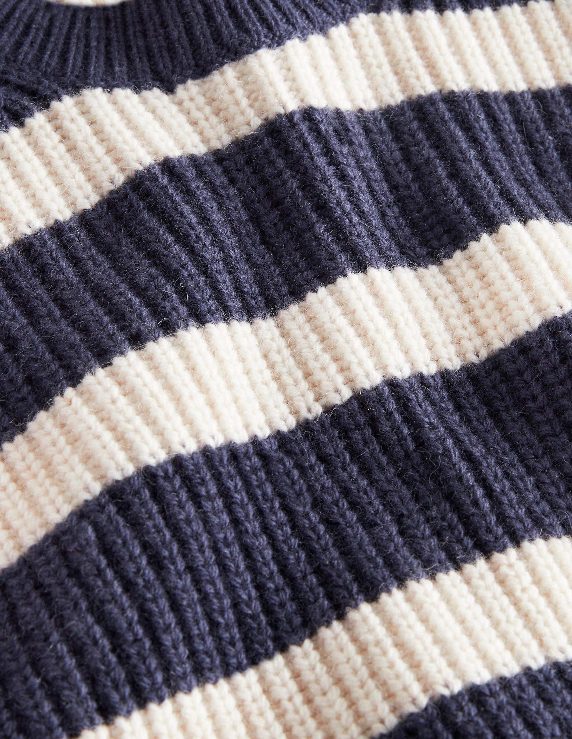 Chunky Knit Fishermans Jumper-College Navy-3