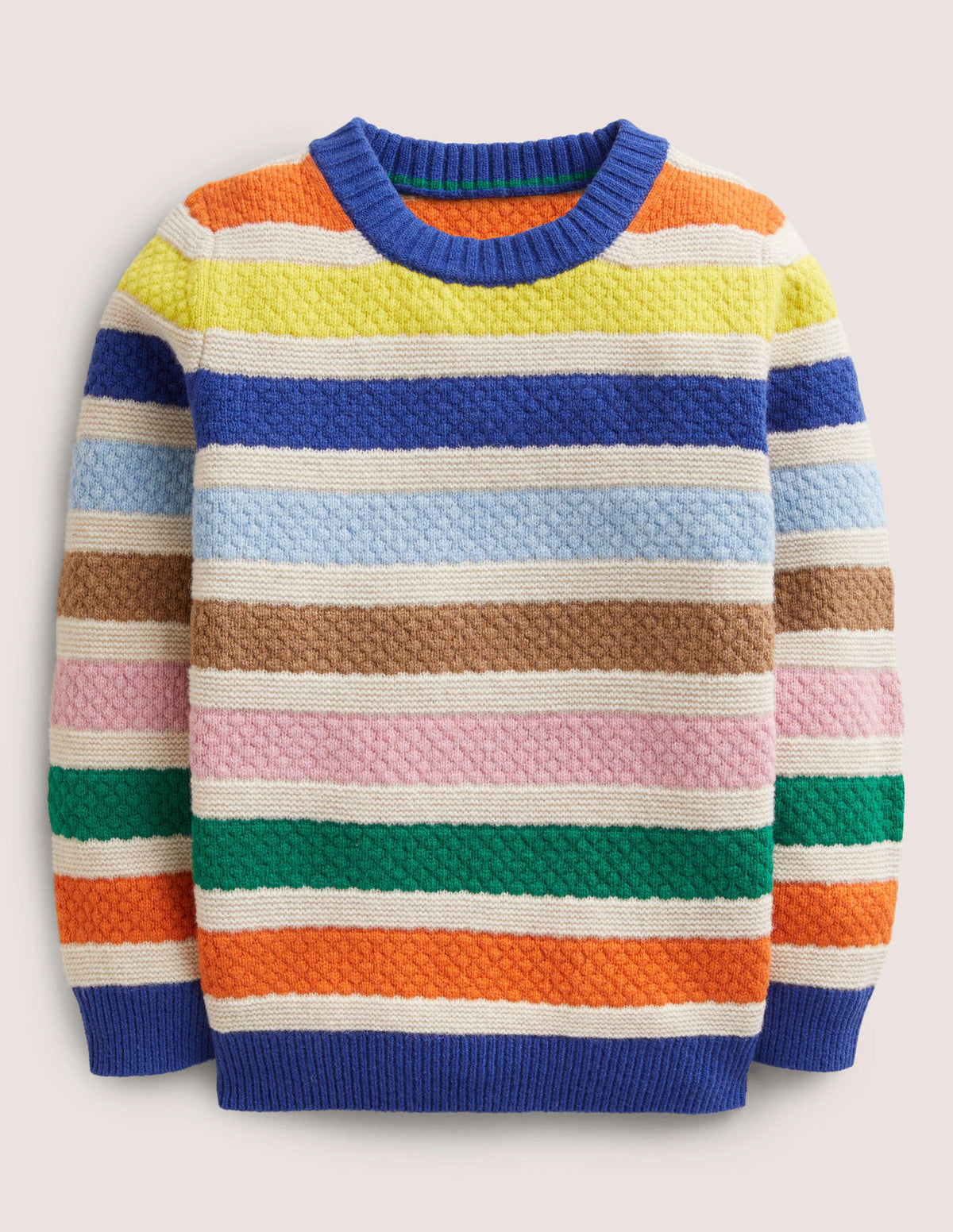 Mini-me Stripe Jumper-Oatmeal Rainbow Stripe - Image 1
