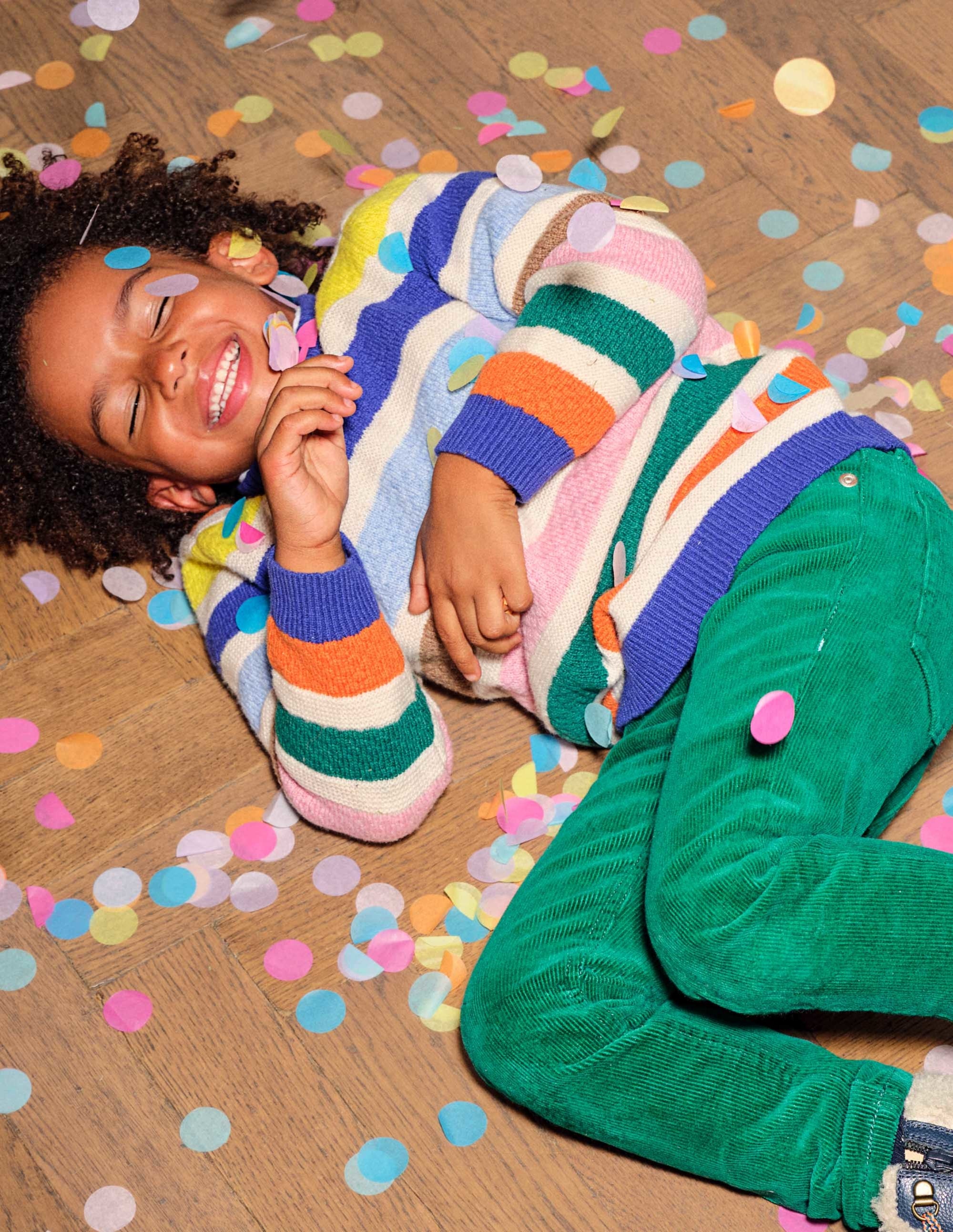 Mini-me Stripe Jumper-Oatmeal Rainbow Stripe - Image 4