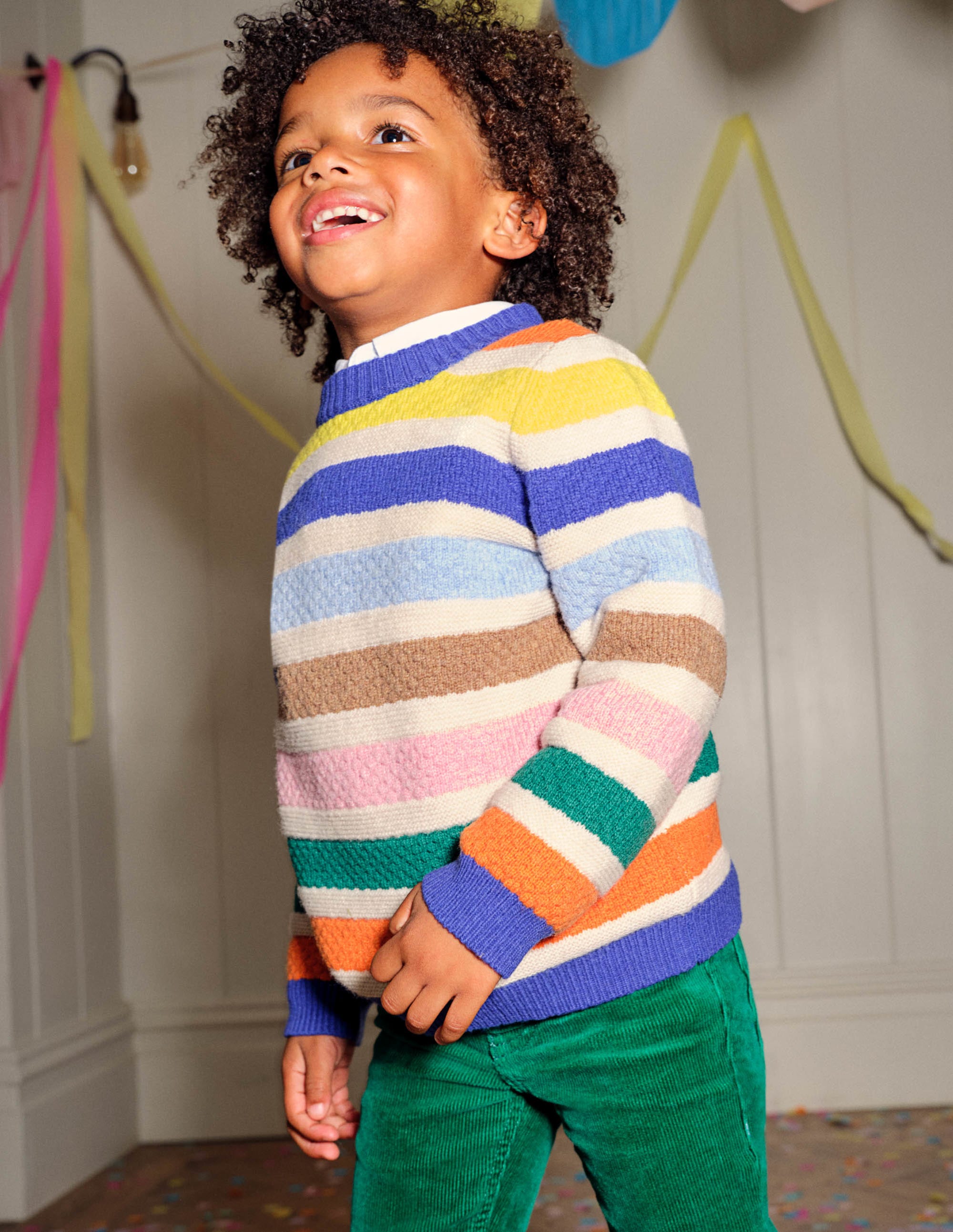 Mini-me Stripe Jumper-Oatmeal Rainbow Stripe - Image 5