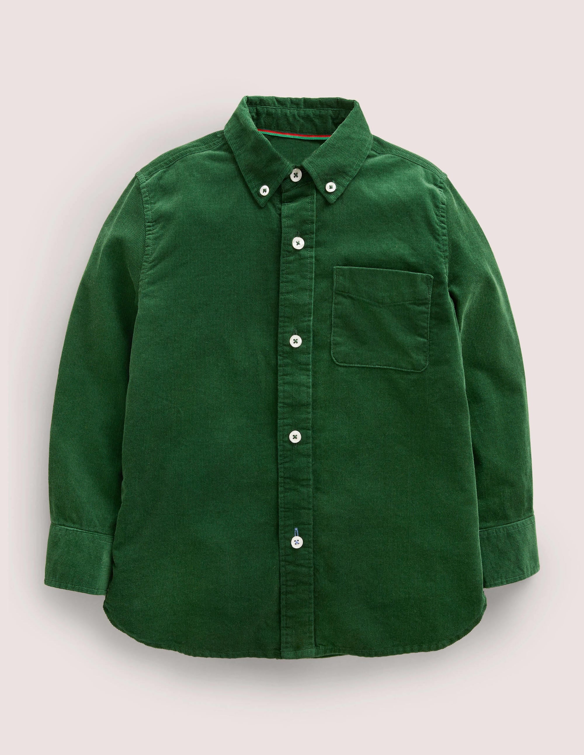 Rainbow Trim Cord Shirt-Forest Green - Image 1