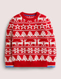 Red Fair Isle Christmas Jumper-Rockabilly Red