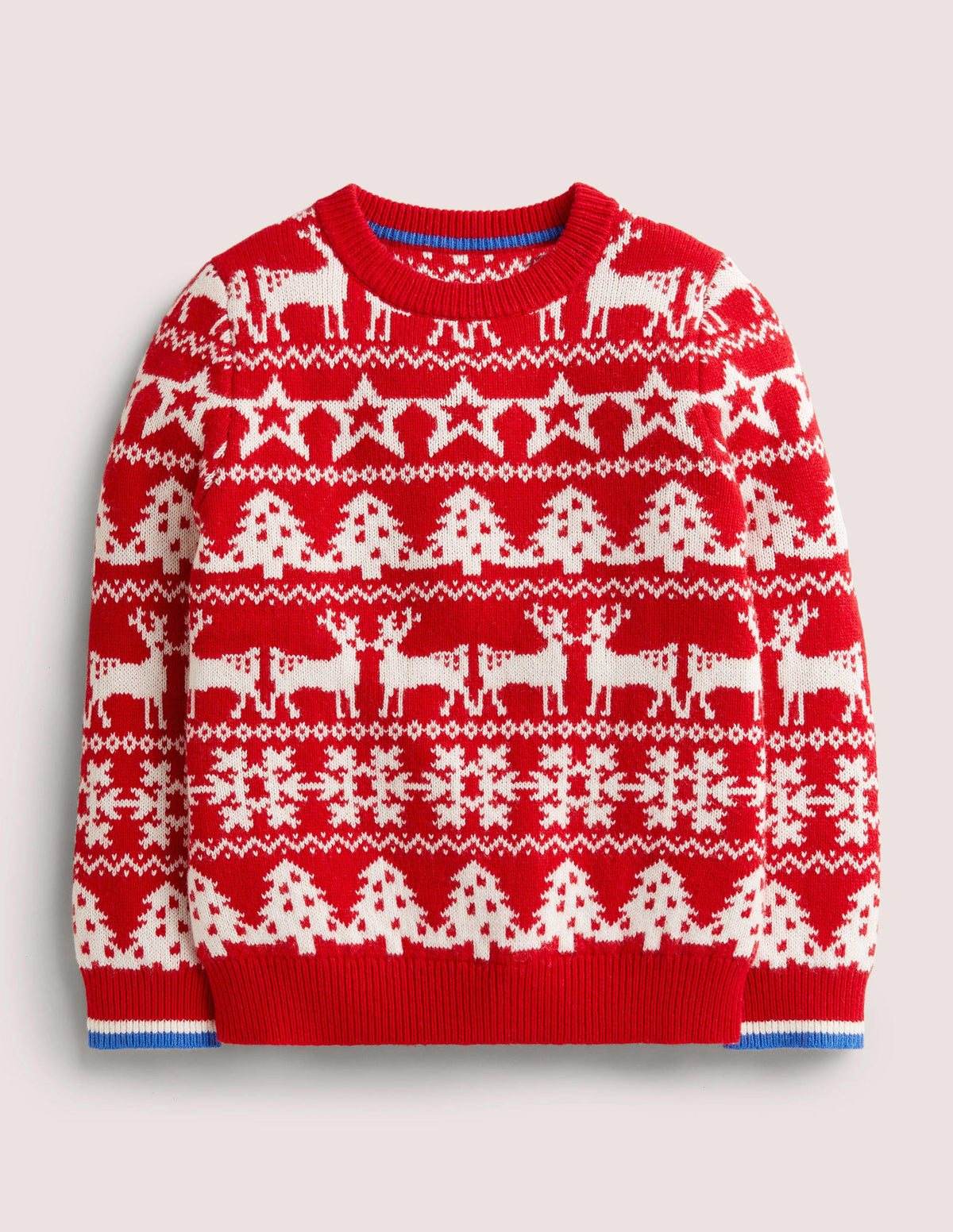 Red Fair Isle Christmas Jumper-Rockabilly Red - Image 1