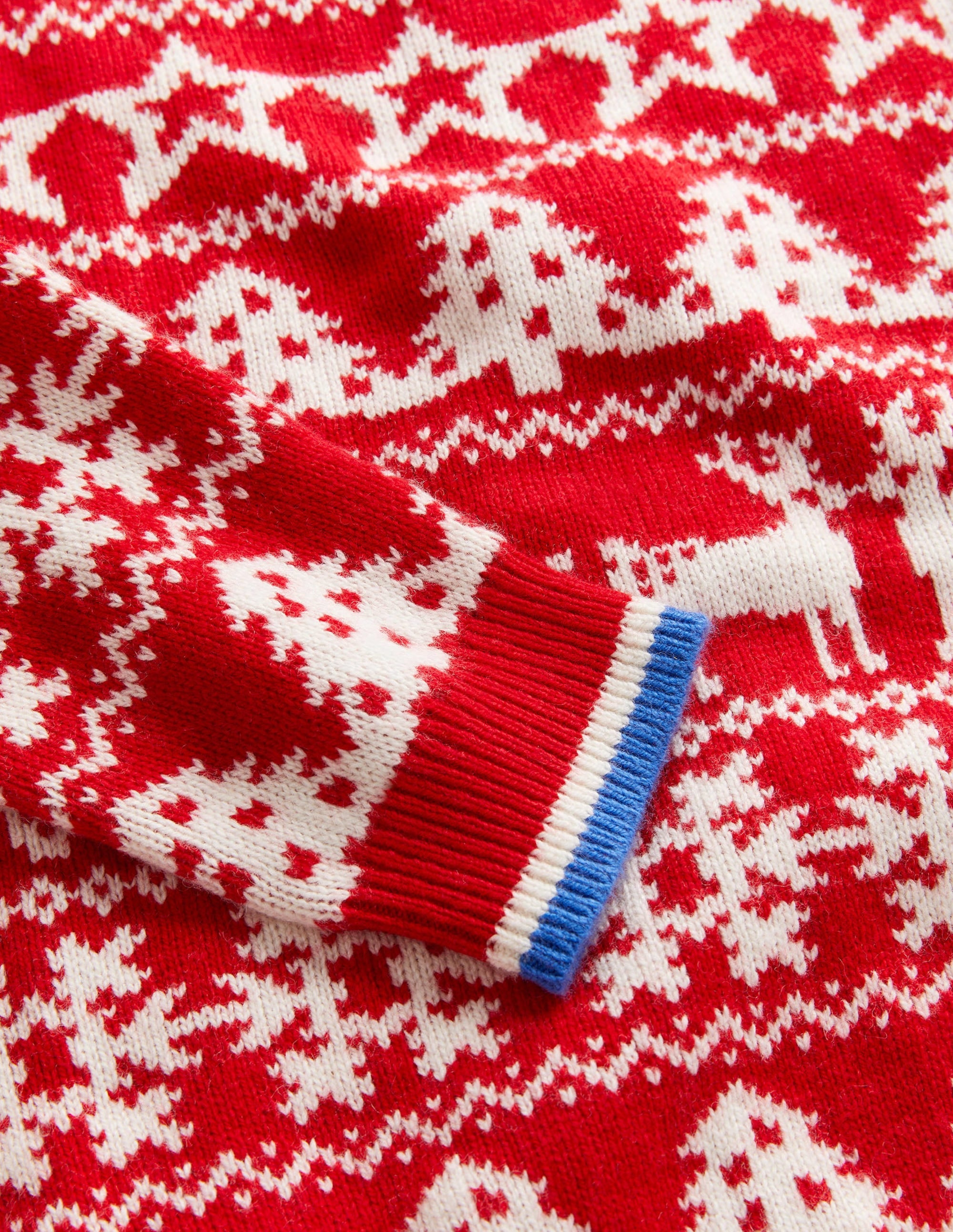 Red Fair Isle Christmas Jumper-Rockabilly Red - Image 3