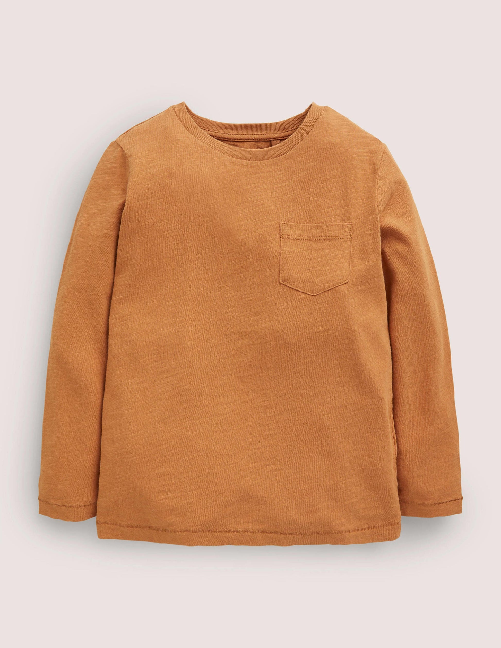Long-sleeved Washed T-shirt-Brown-1