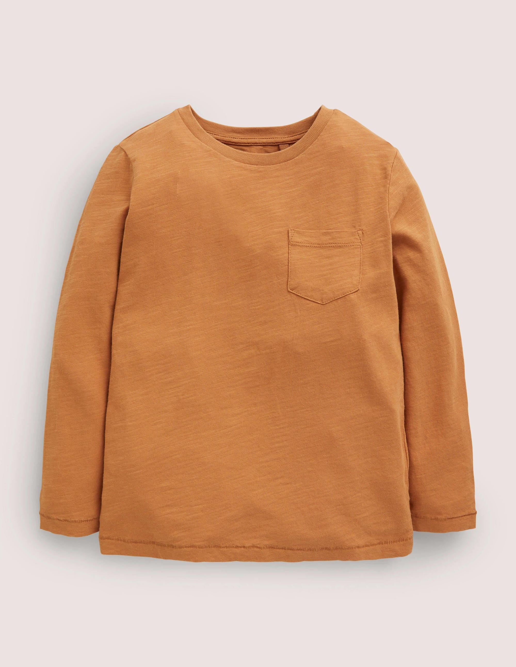Long-sleeved Washed T-shirt-Brown - Image 1
