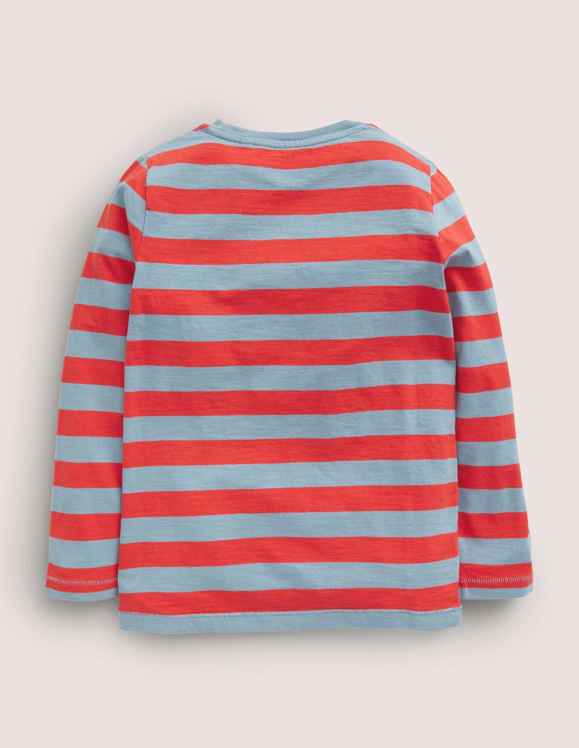 Long-sleeved Washed T-shirt-Blue/Red - Image 2