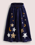 Navy Embroidered Stars Velvet Halloween Cape-College Navy