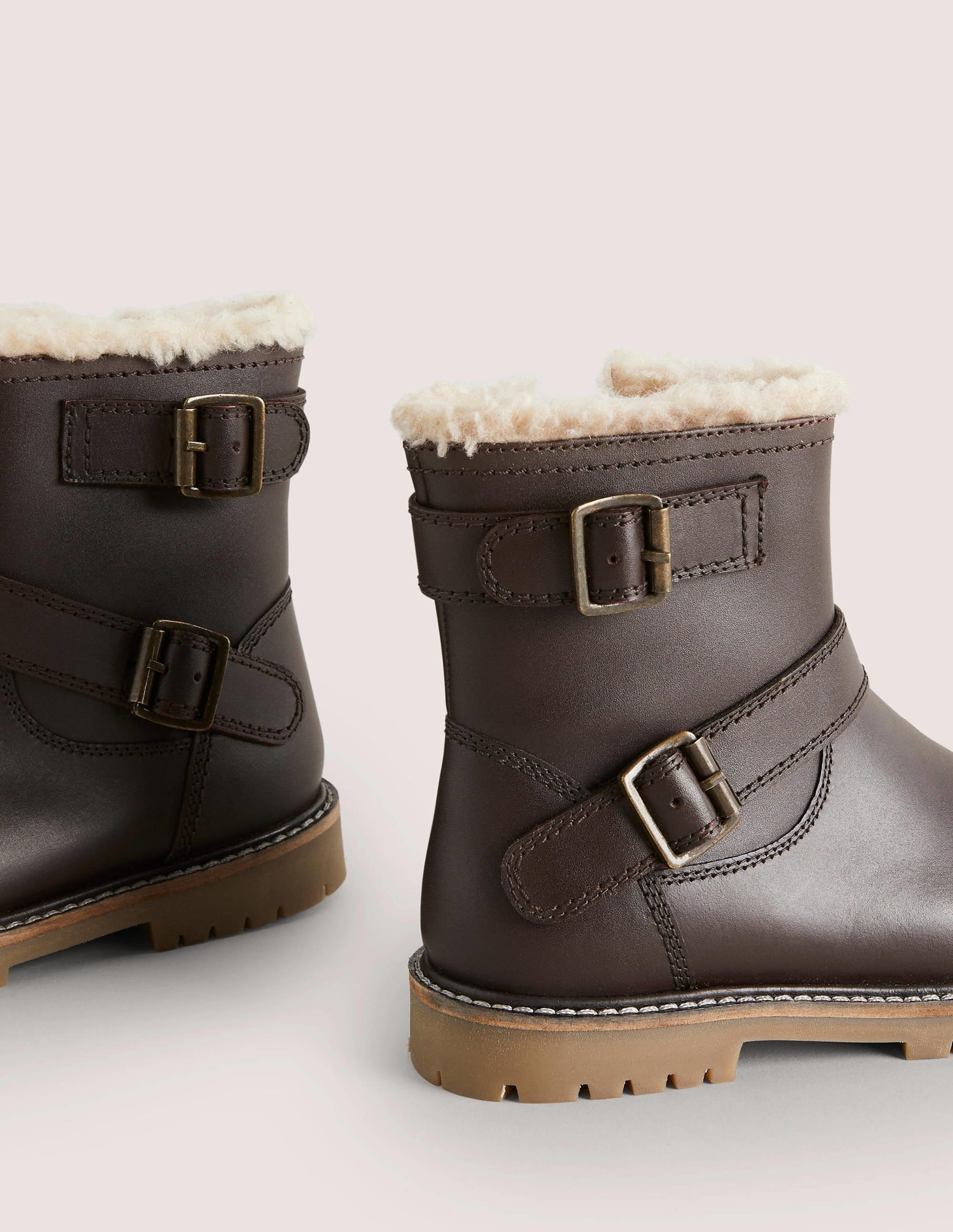 Leather Biker Boots-Chocolate - Image 3
