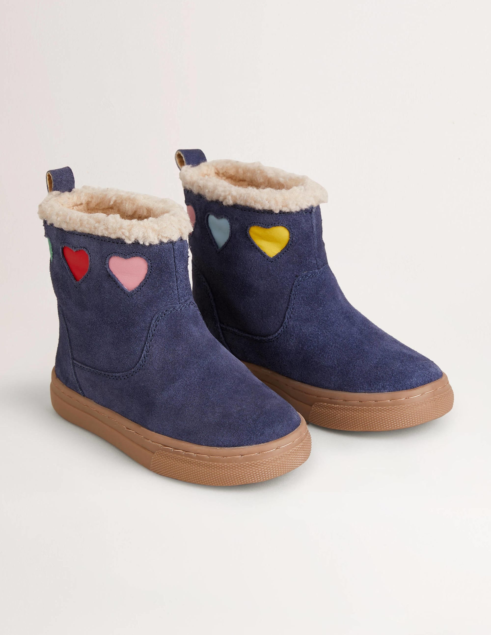Suede Cosy Boots-Navy Hearts - Image 2
