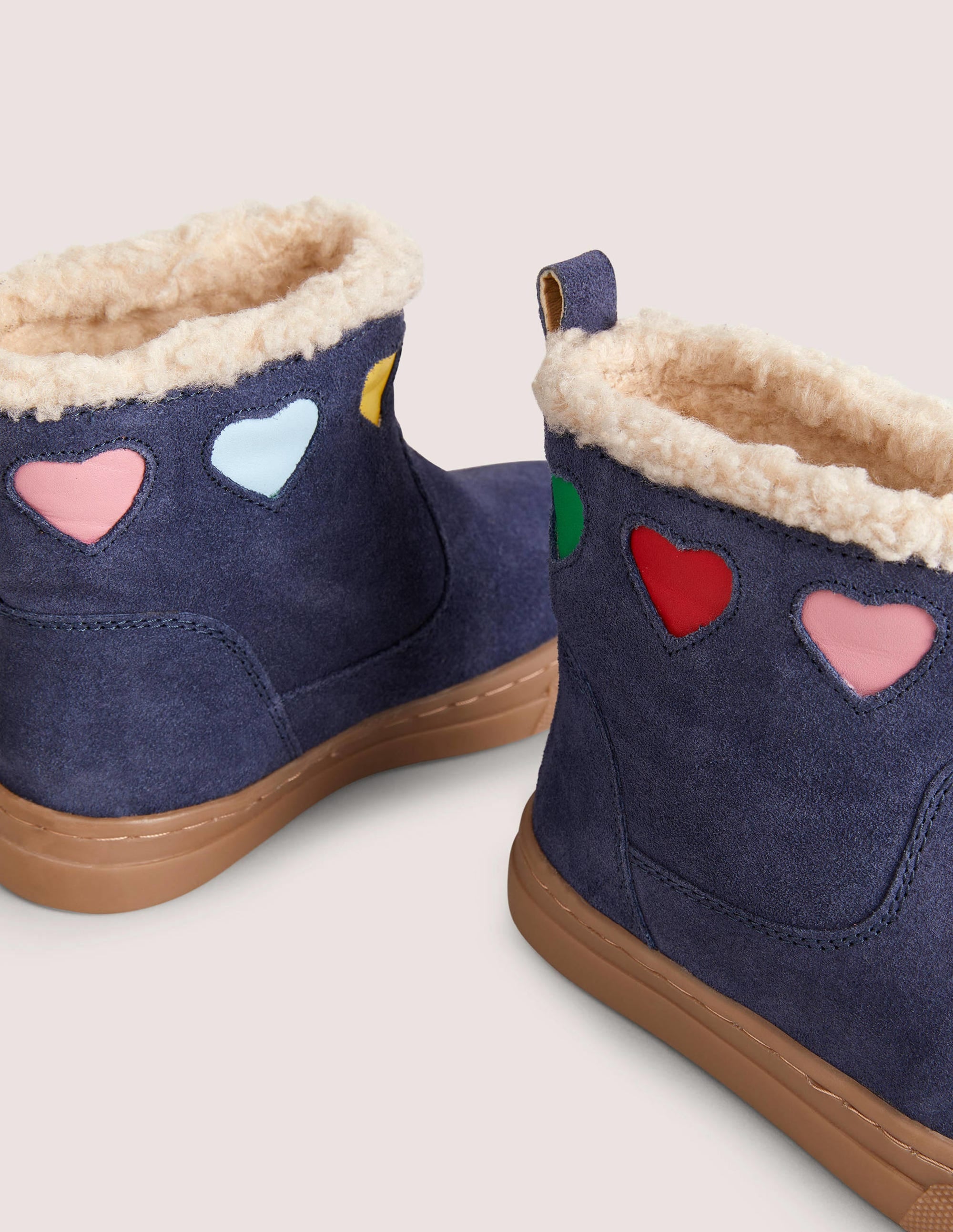 Suede Cosy Boots-Navy Hearts - Image 3